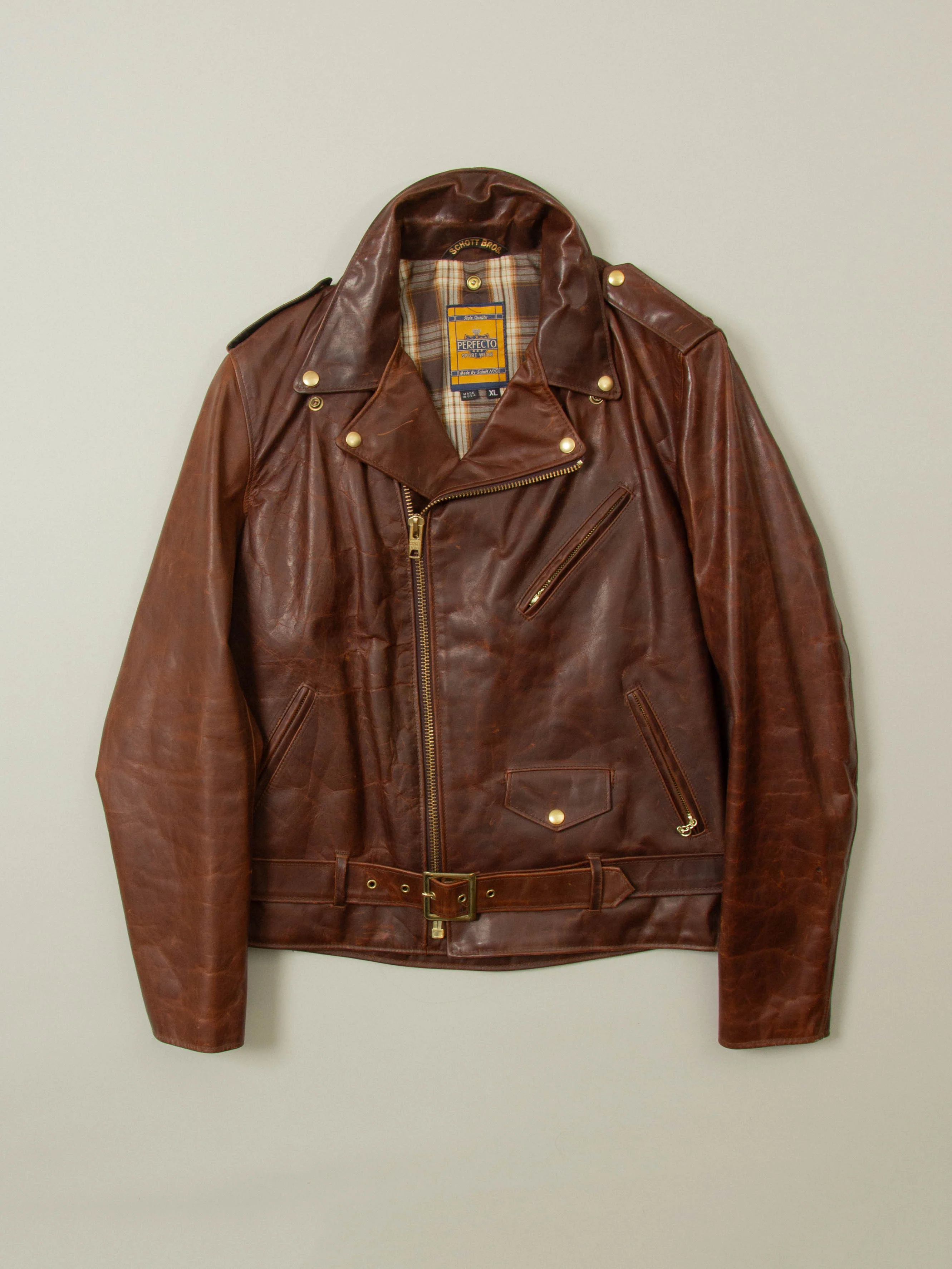 2000s Schott Perfecto Steerhide Leather Jacket - Made in USA (XL)
