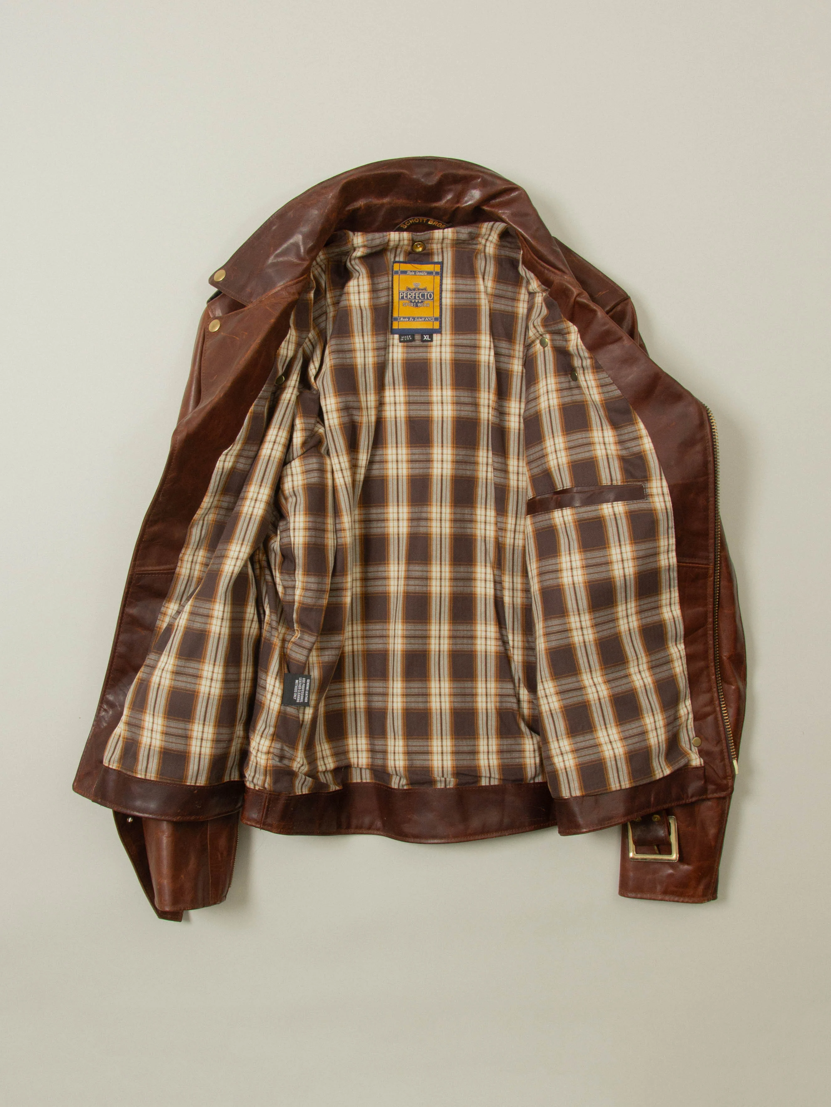 2000s Schott Perfecto Steerhide Leather Jacket - Made in USA (XL) - Image 6