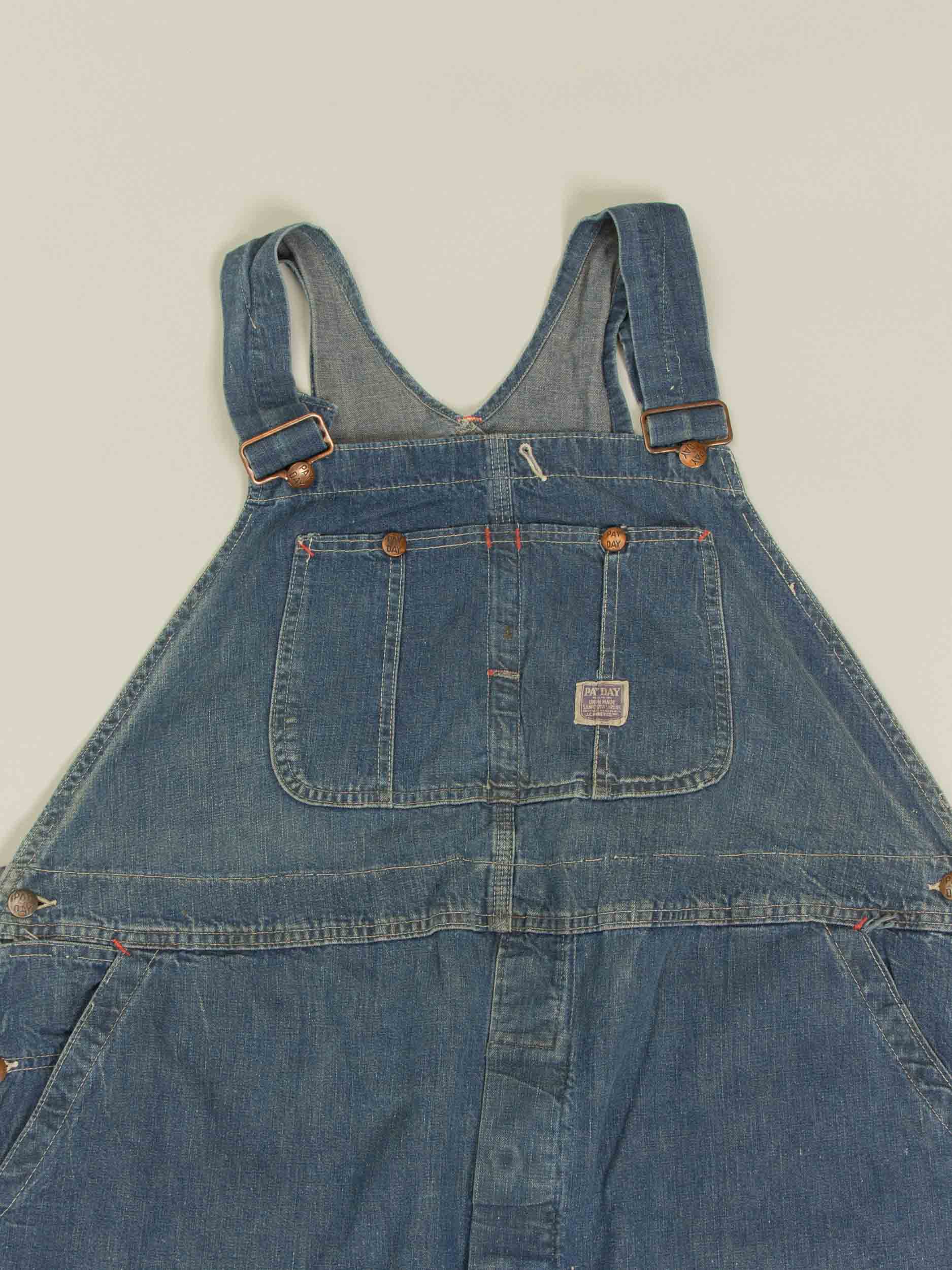 Vtg 1940s J.C Penney PayDay "Square Back" Denim Overalls - Made in USA (L/XL) - Image 4