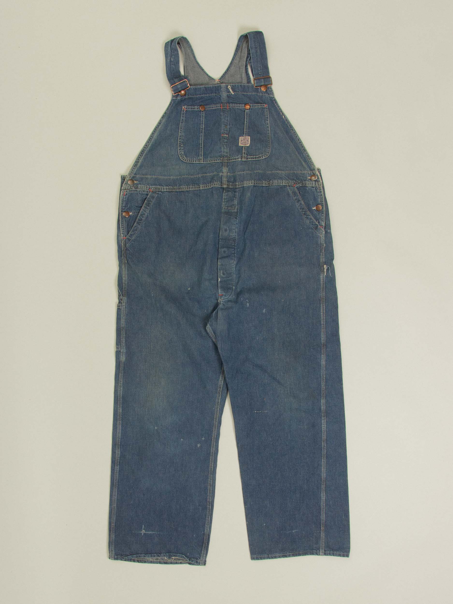 Vtg 1940s J.C Penney PayDay "Square Back" Denim Overalls - Made in USA (L/XL) - Image 6