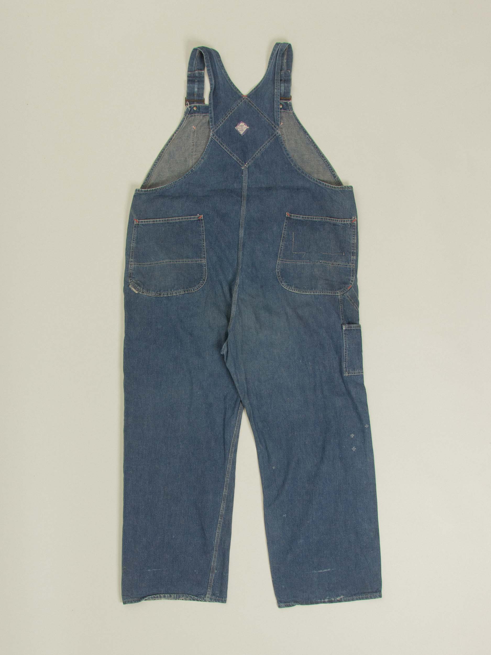 Vtg 1940s J.C Penney PayDay "Square Back" Denim Overalls - Made in USA (L/XL) - Image 8