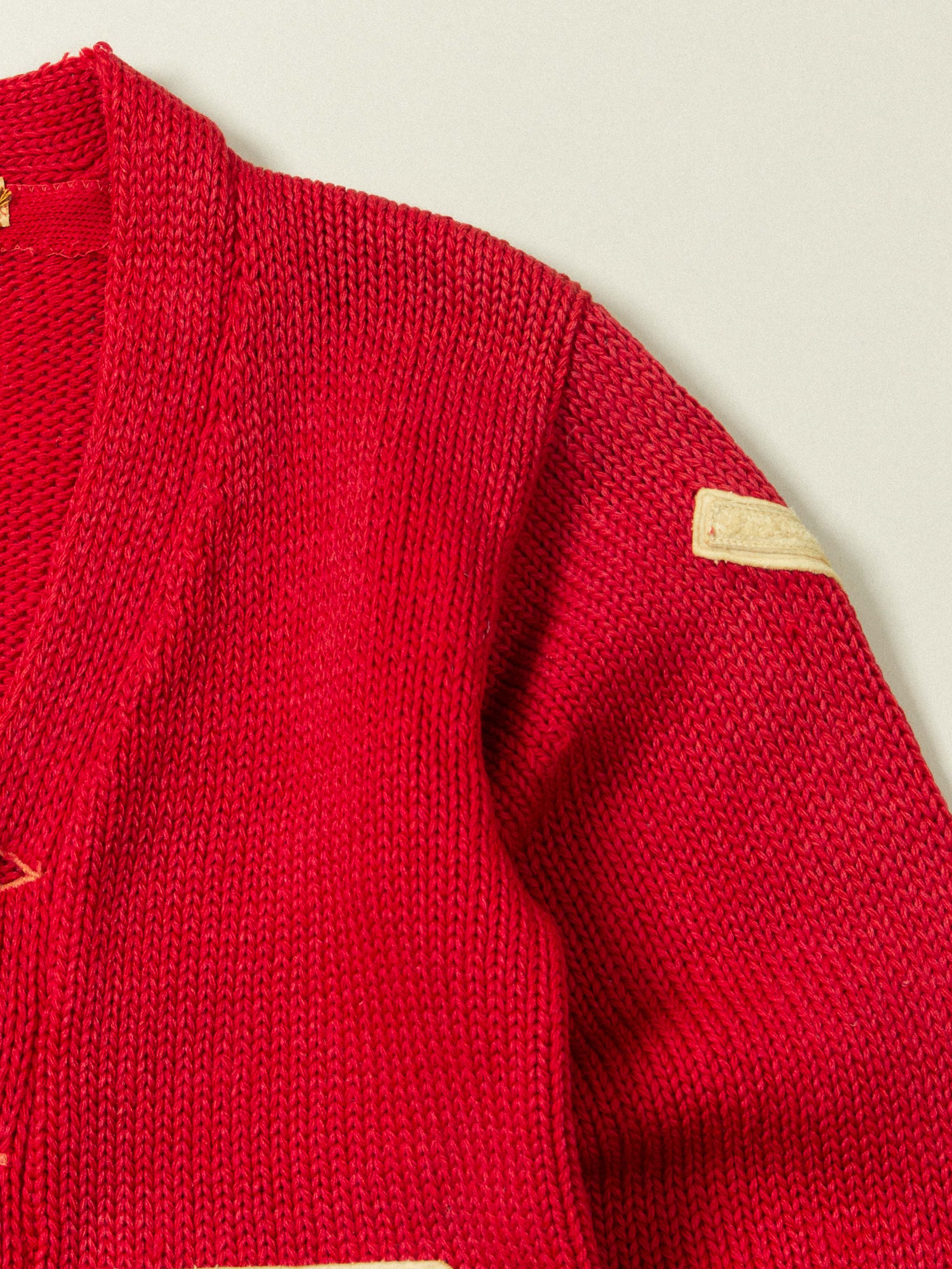 Vtg 1940s Letterman Wool Knit Cardigan (S) - Image 4