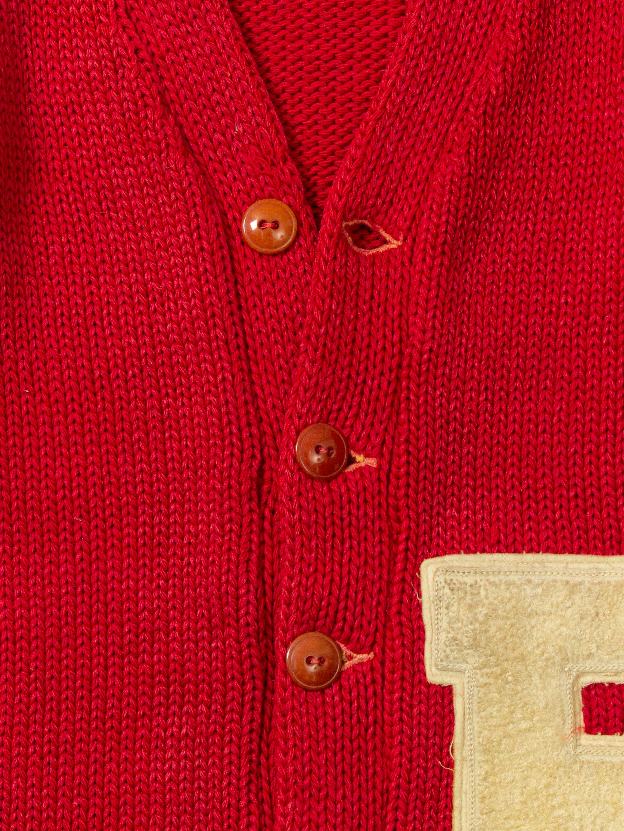 Vtg 1940s Letterman Wool Knit Cardigan (S) - Image 5
