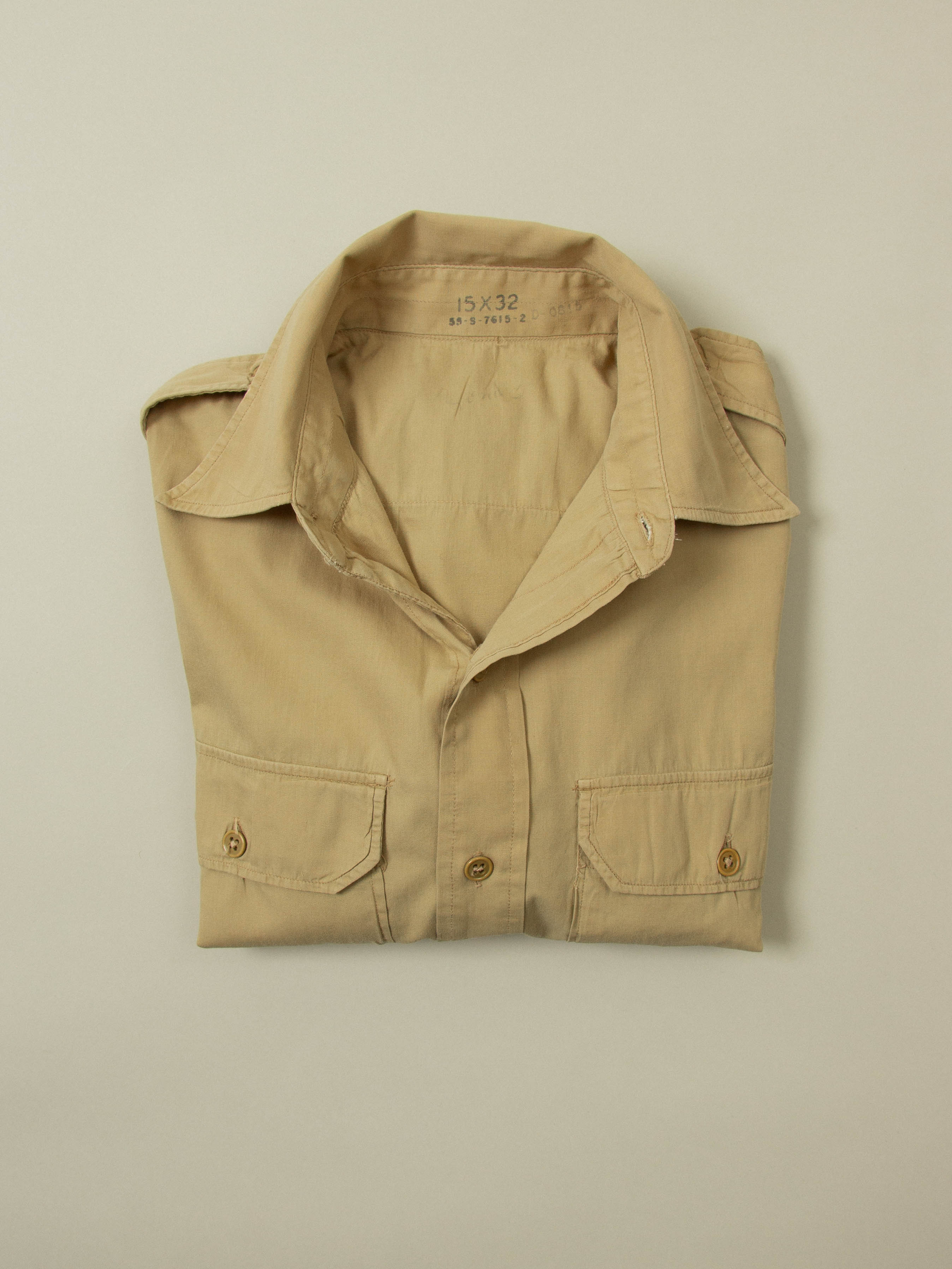 Vtg 1940s US Army Khaki Officer Shirt (S) - Image 8
