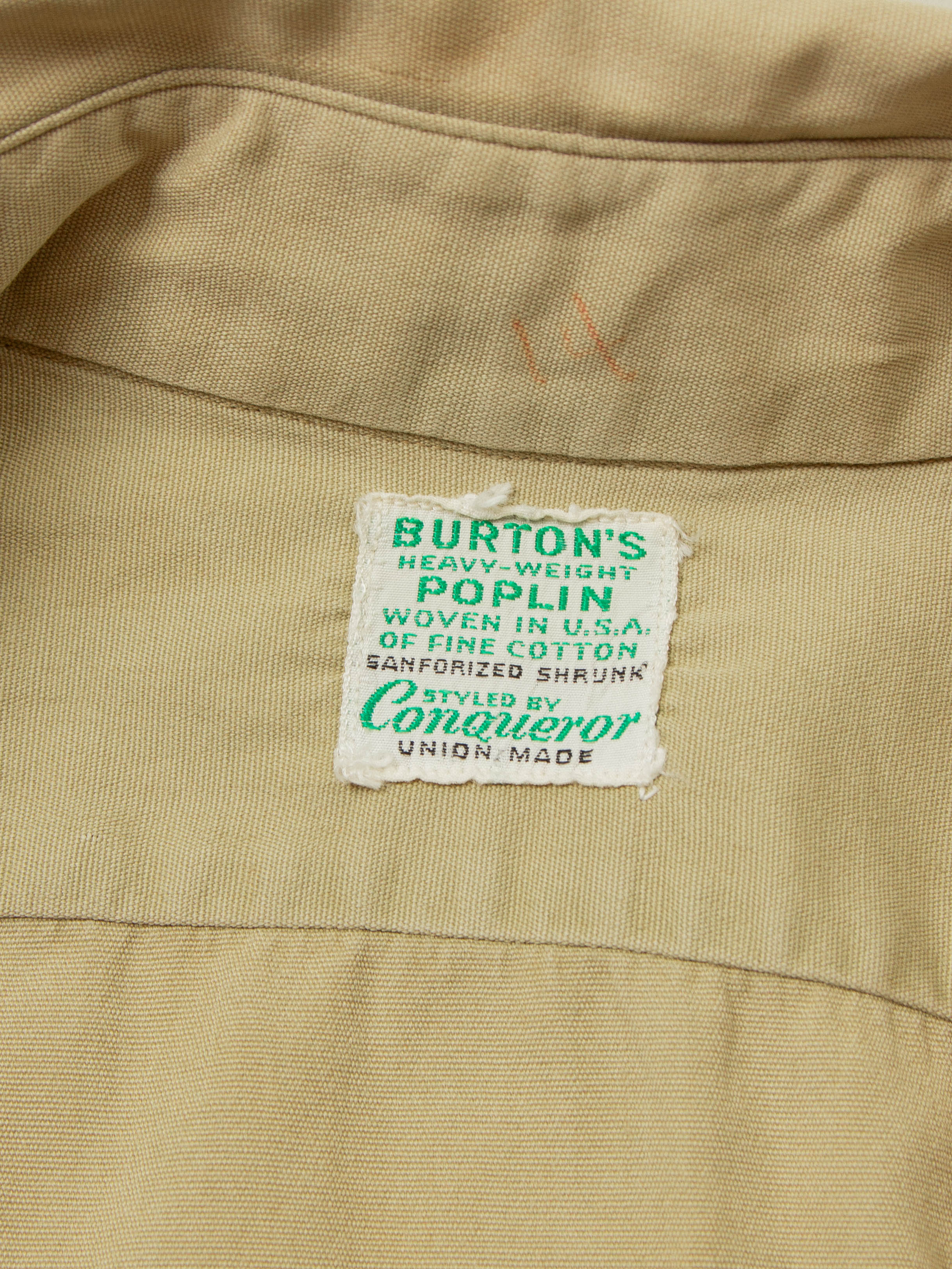 Vtg 1950s Burton's Conqueror Khaki Shirt - Made in USA (S) - Image 2