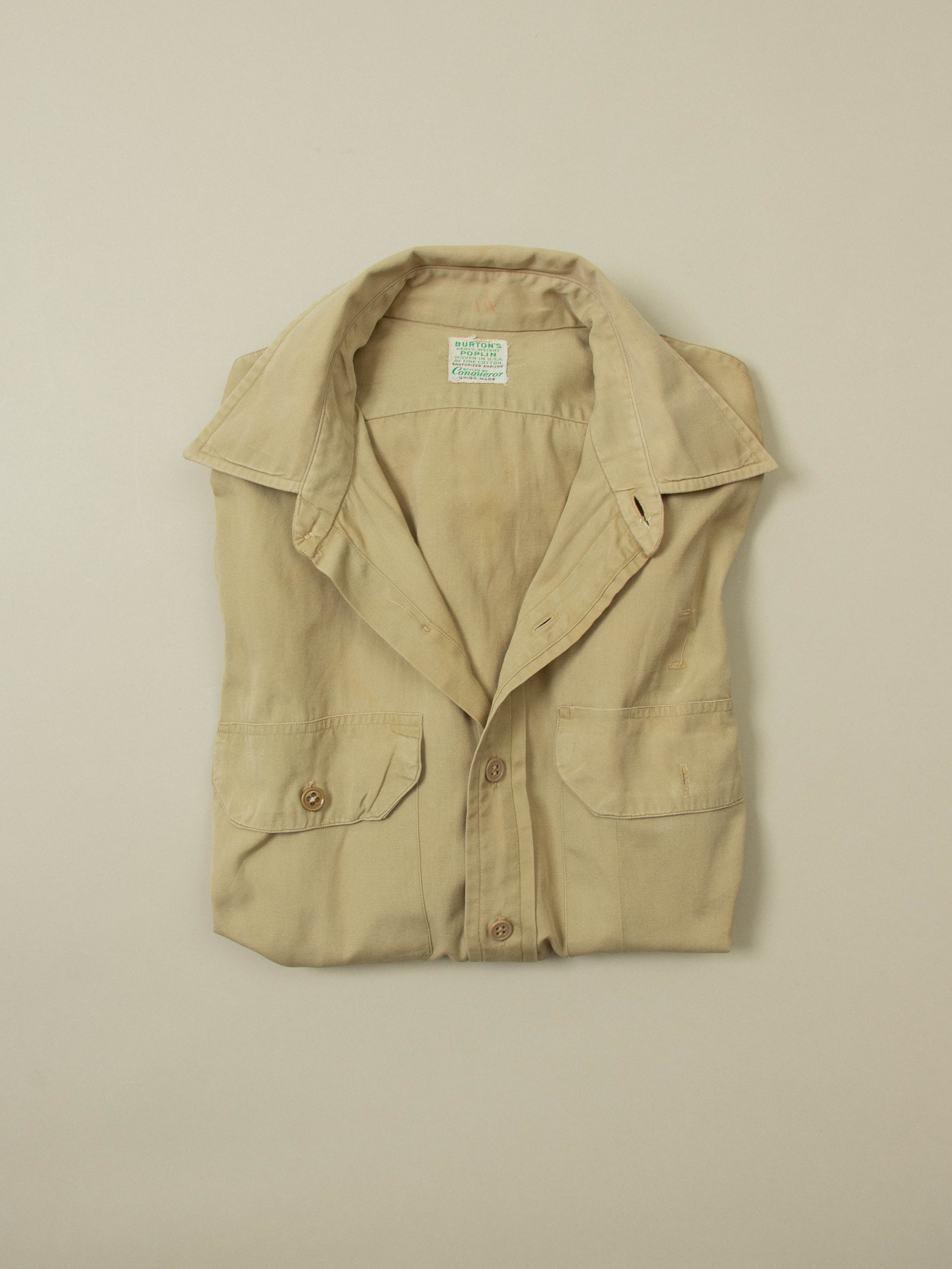 Vtg 1950s Burton's Conqueror Khaki Shirt - Made in USA (S) - Image 8