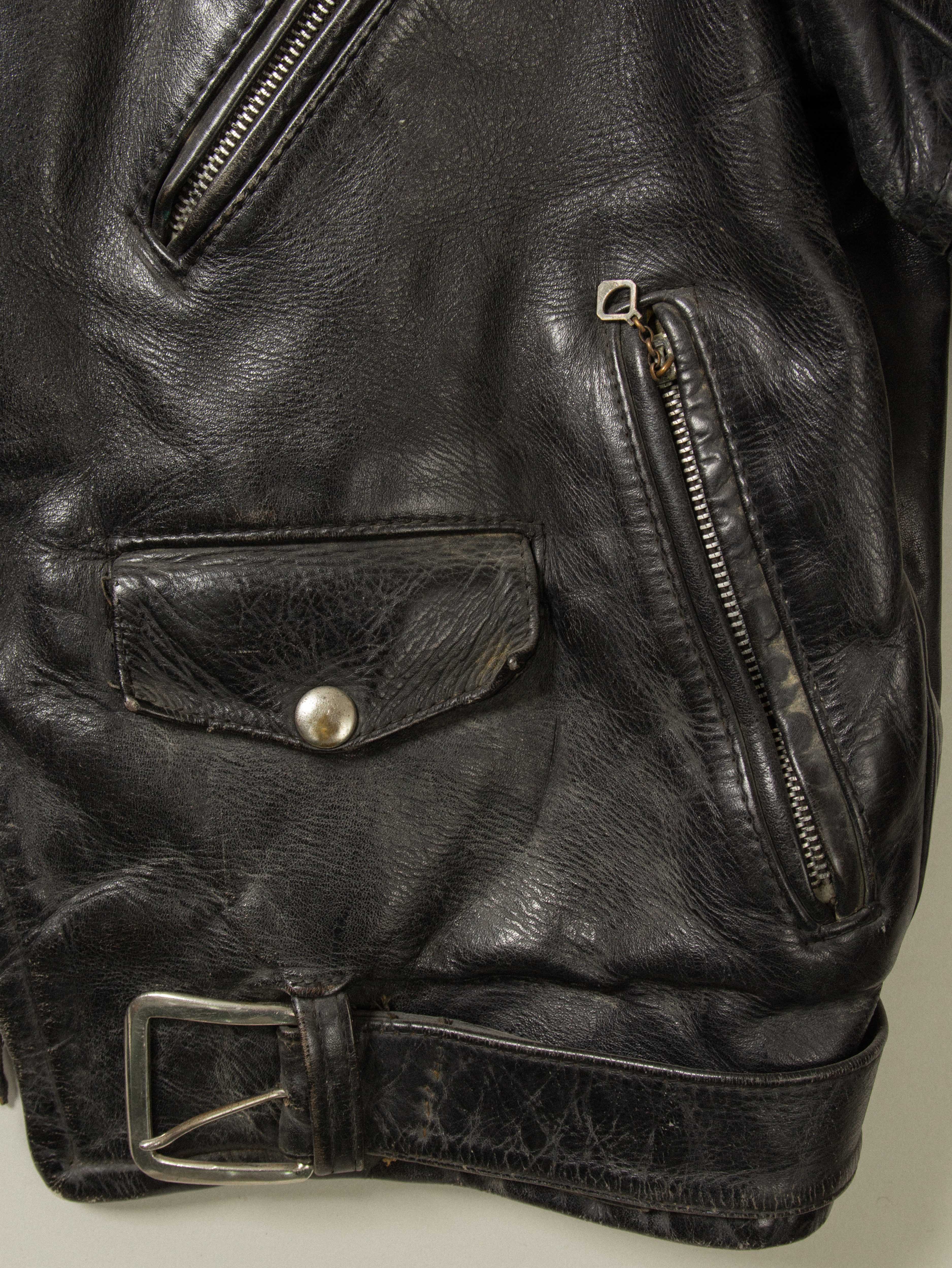 Vtg 1950s Campus Steerhide Biker Jacket (S) - Image 3