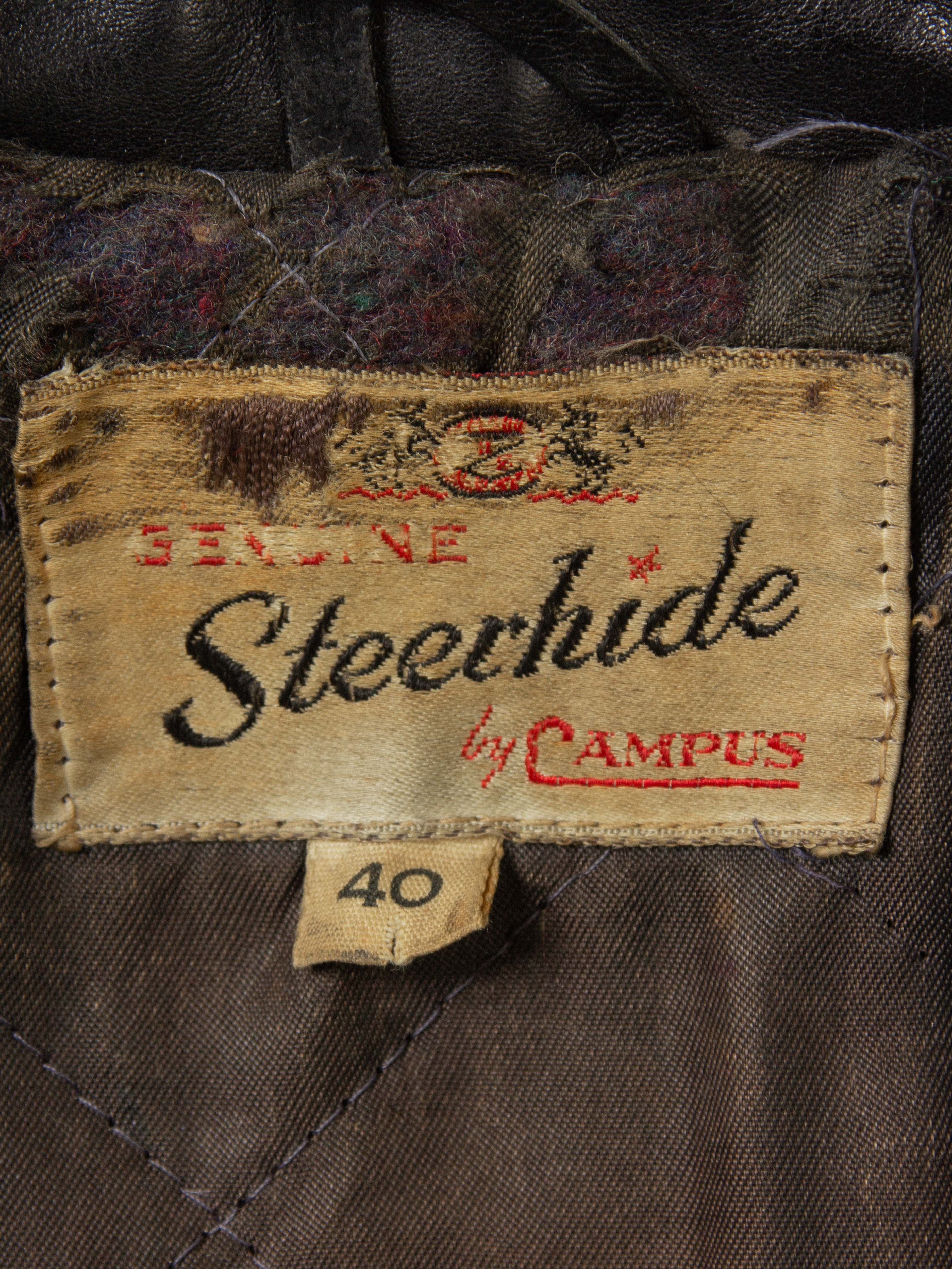 Vtg 1950s Campus Steerhide Biker Jacket (S) - Image 5