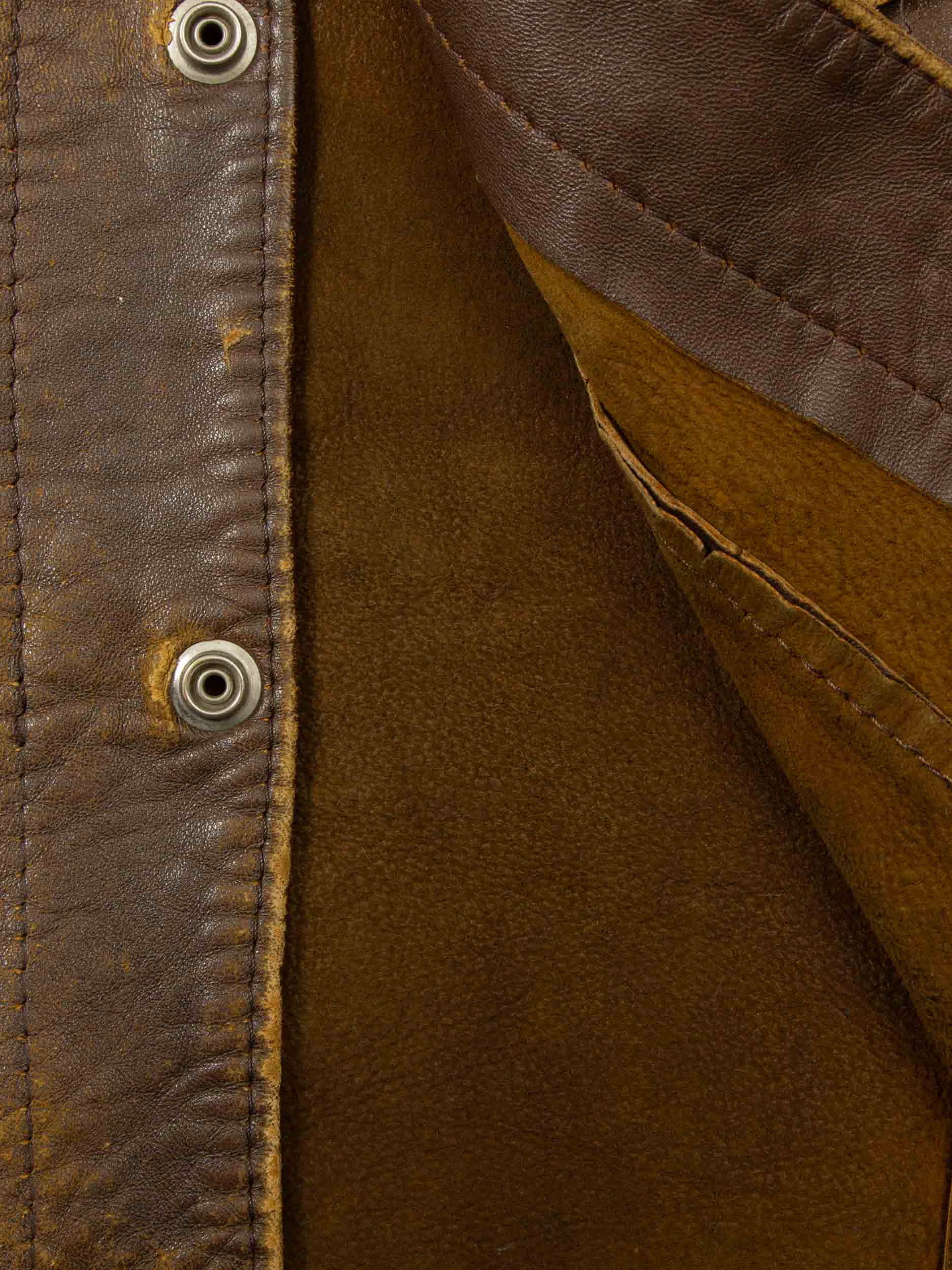 Vtg 1950s Levi's 'Short Horn' Big E Leather Jacket - Made in USA (M) - Image 5