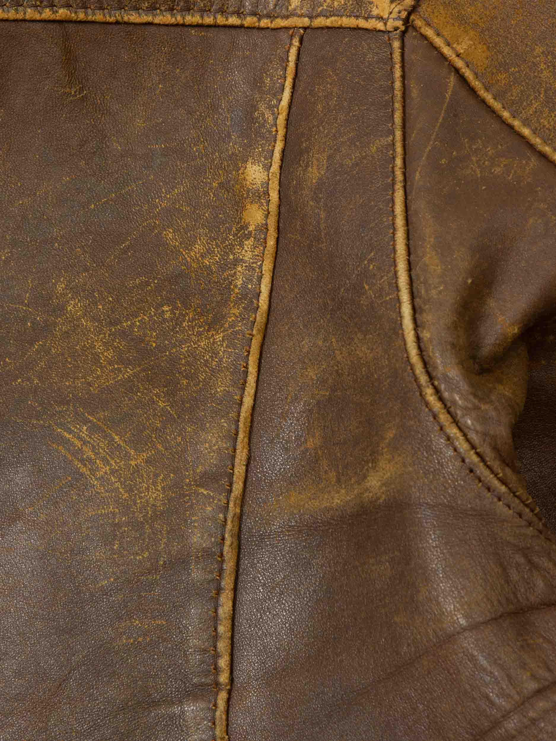 Vtg 1950s Levi's 'Short Horn' Big E Leather Jacket - Made in USA (M) - Image 8