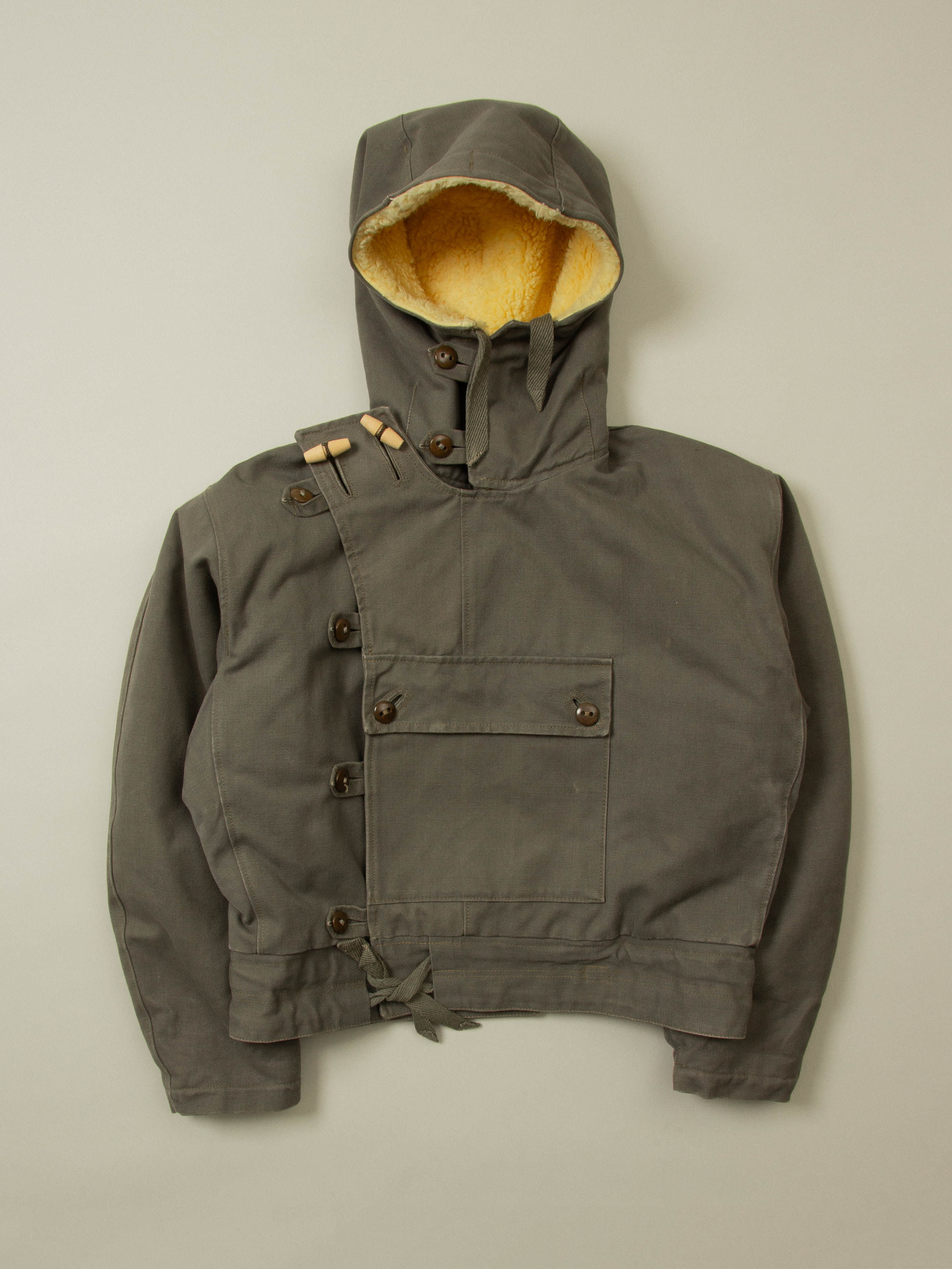 Vtg 1950s Rare Swedish Army Hooded Dispatch Jacket (L)