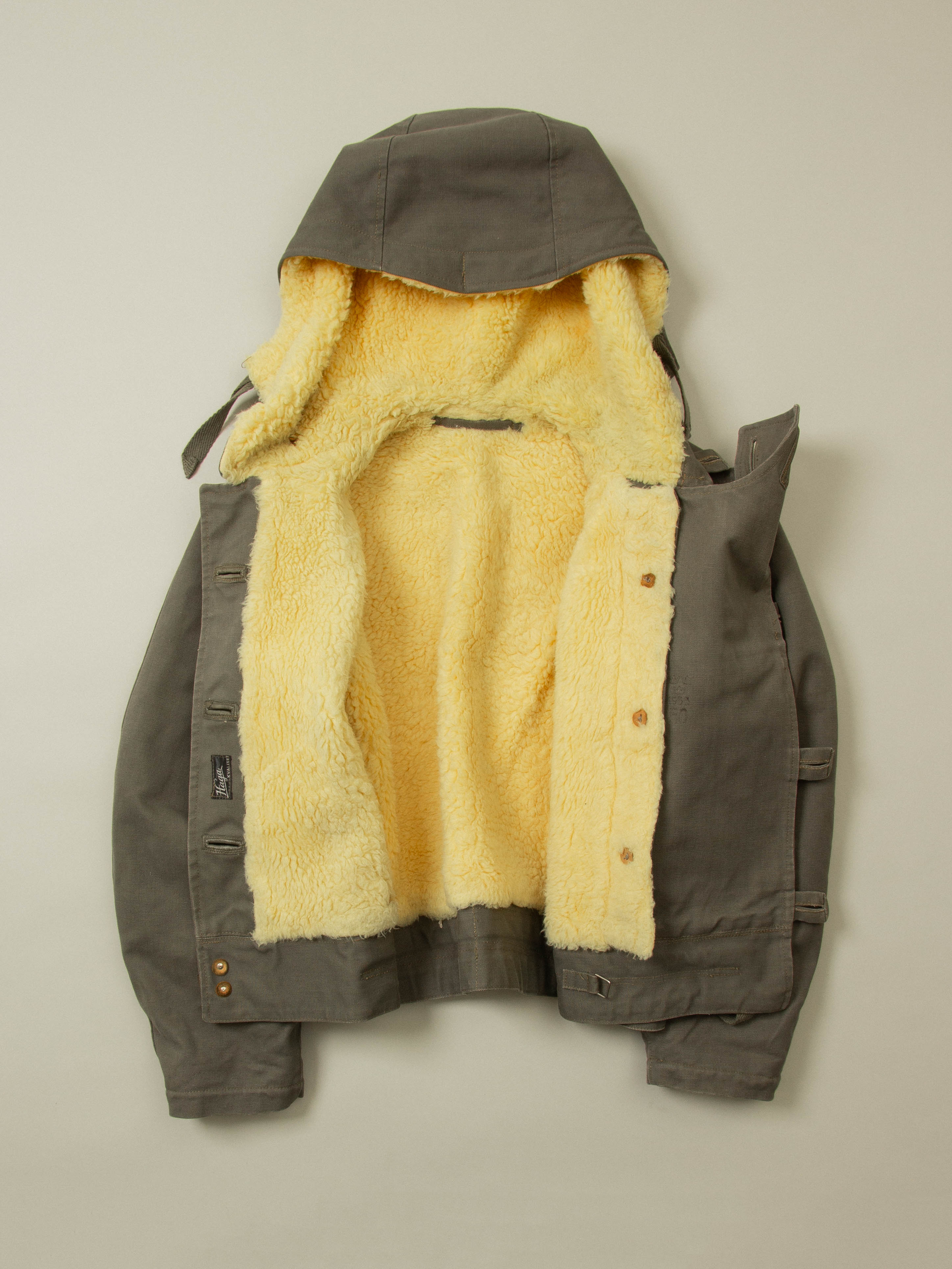 Vtg 1950s Rare Swedish Army Hooded Dispatch Jacket (L) - Image 2