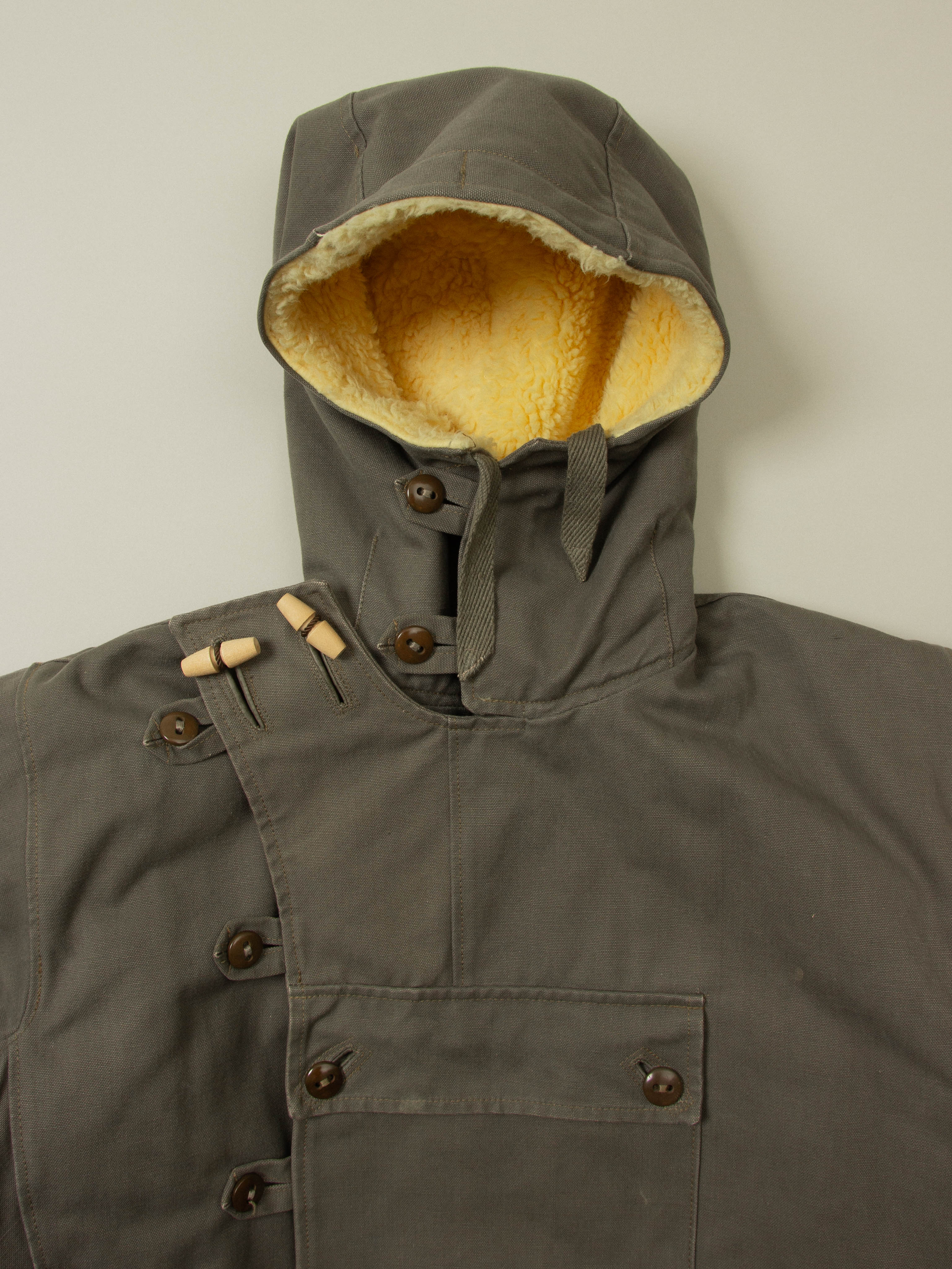 Vtg 1950s Rare Swedish Army Hooded Dispatch Jacket (L) - Image 3