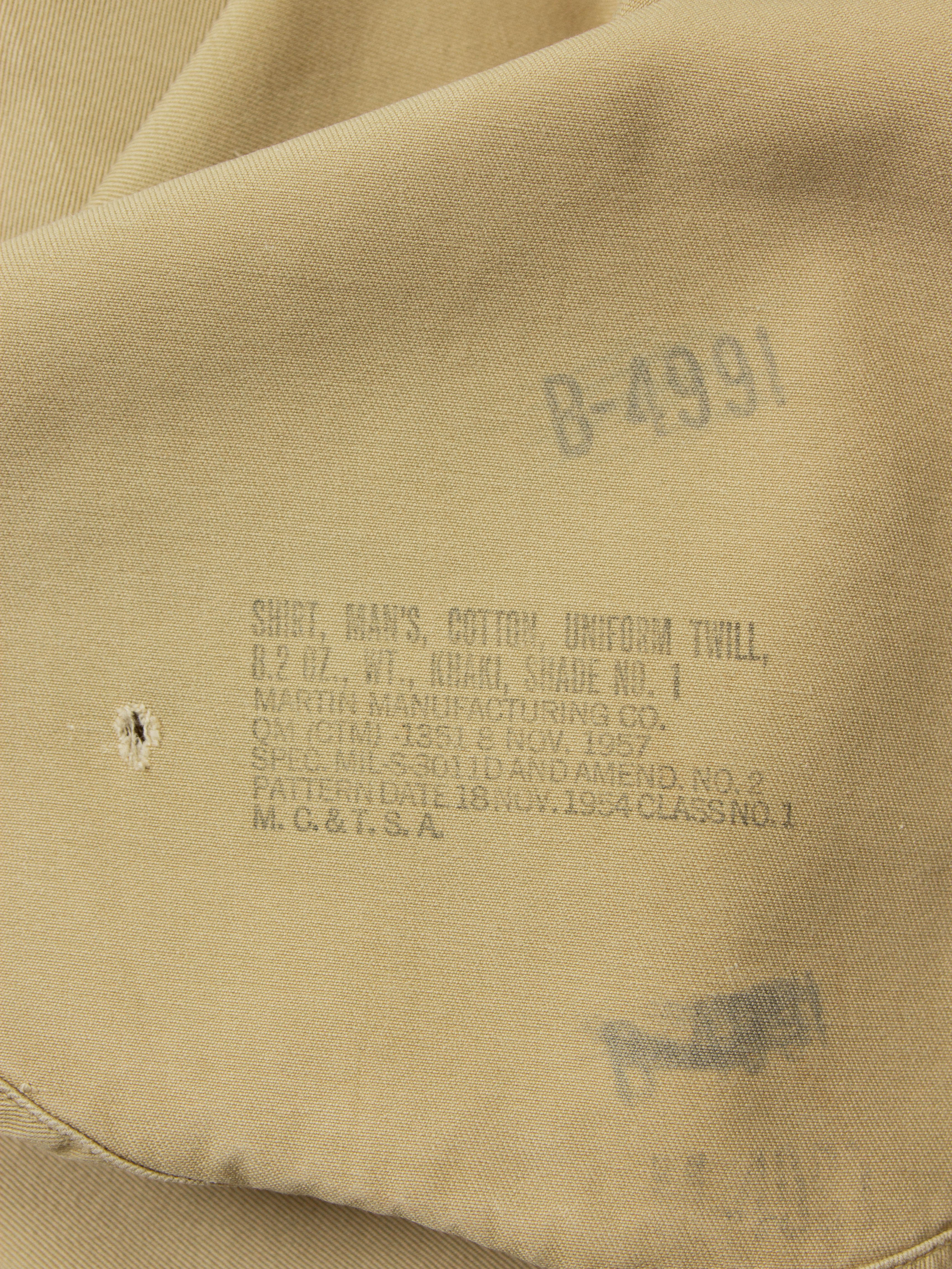 Vtg 1950s US Army Khaki Shirt (S) - Image 2