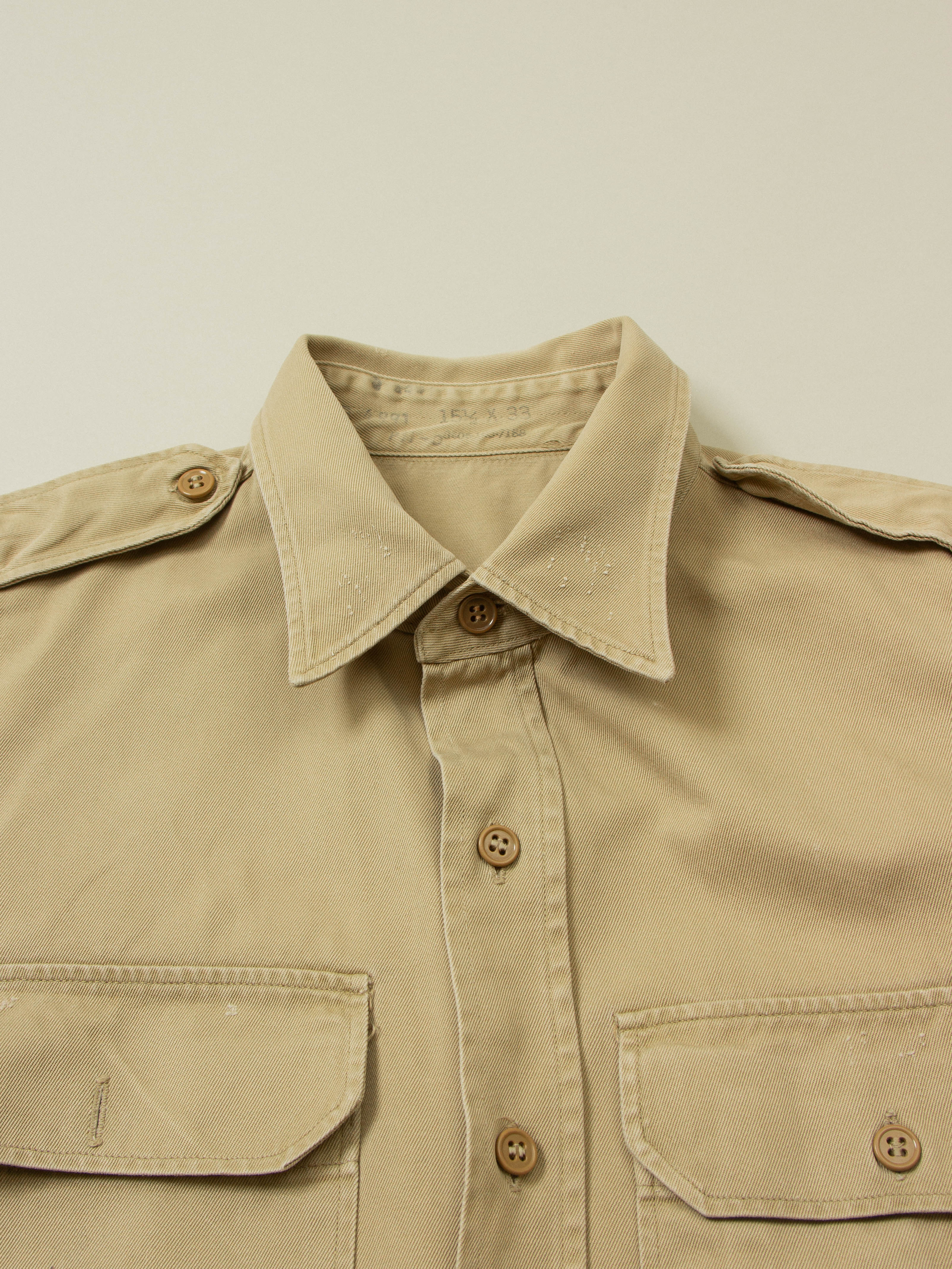 Vtg 1950s US Army Khaki Shirt (S) - Image 3