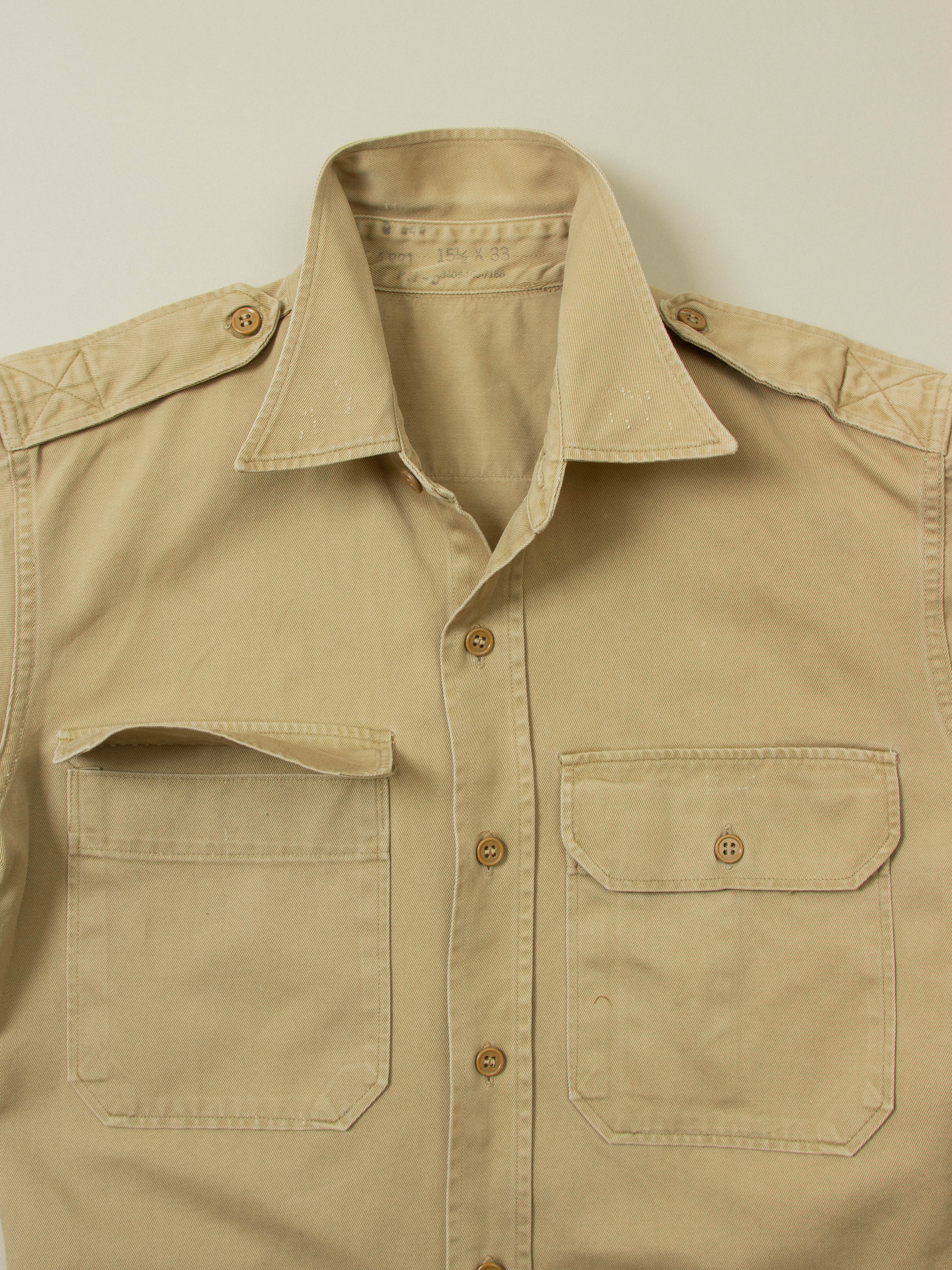 Vtg 1950s US Army Khaki Shirt (S) - Image 4