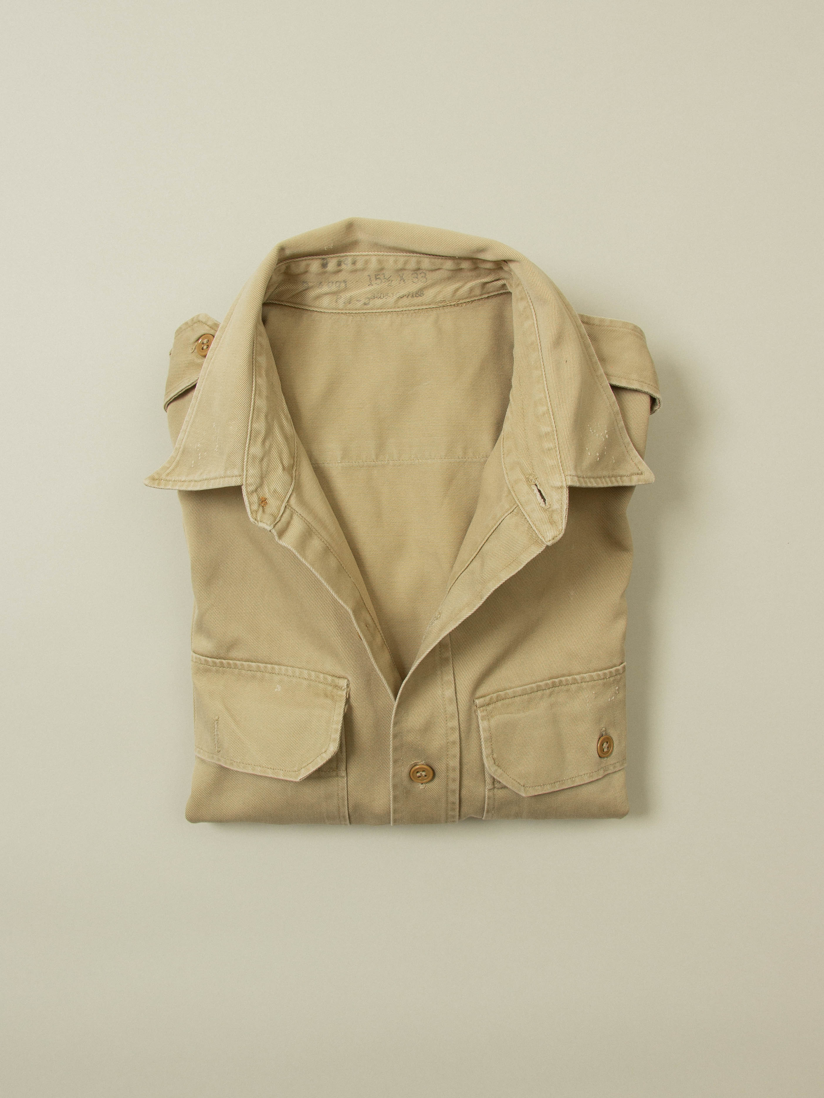 Vtg 1950s US Army Khaki Shirt (S) - Image 8