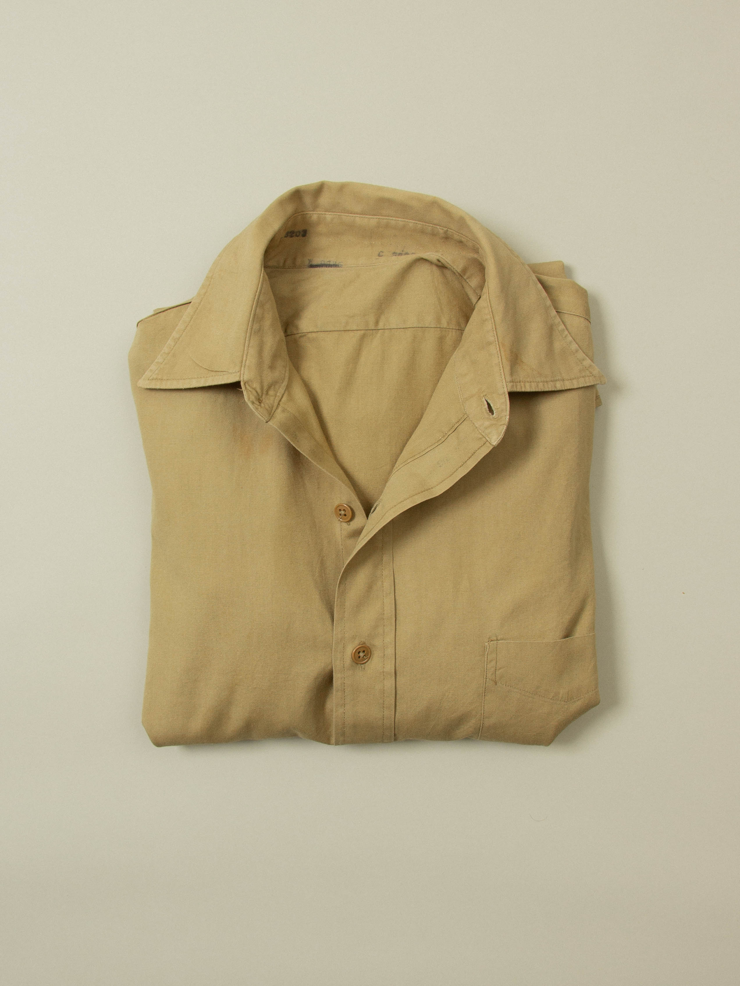Vtg 1950s US Army Khaki Shirt (S/M) - Image 6