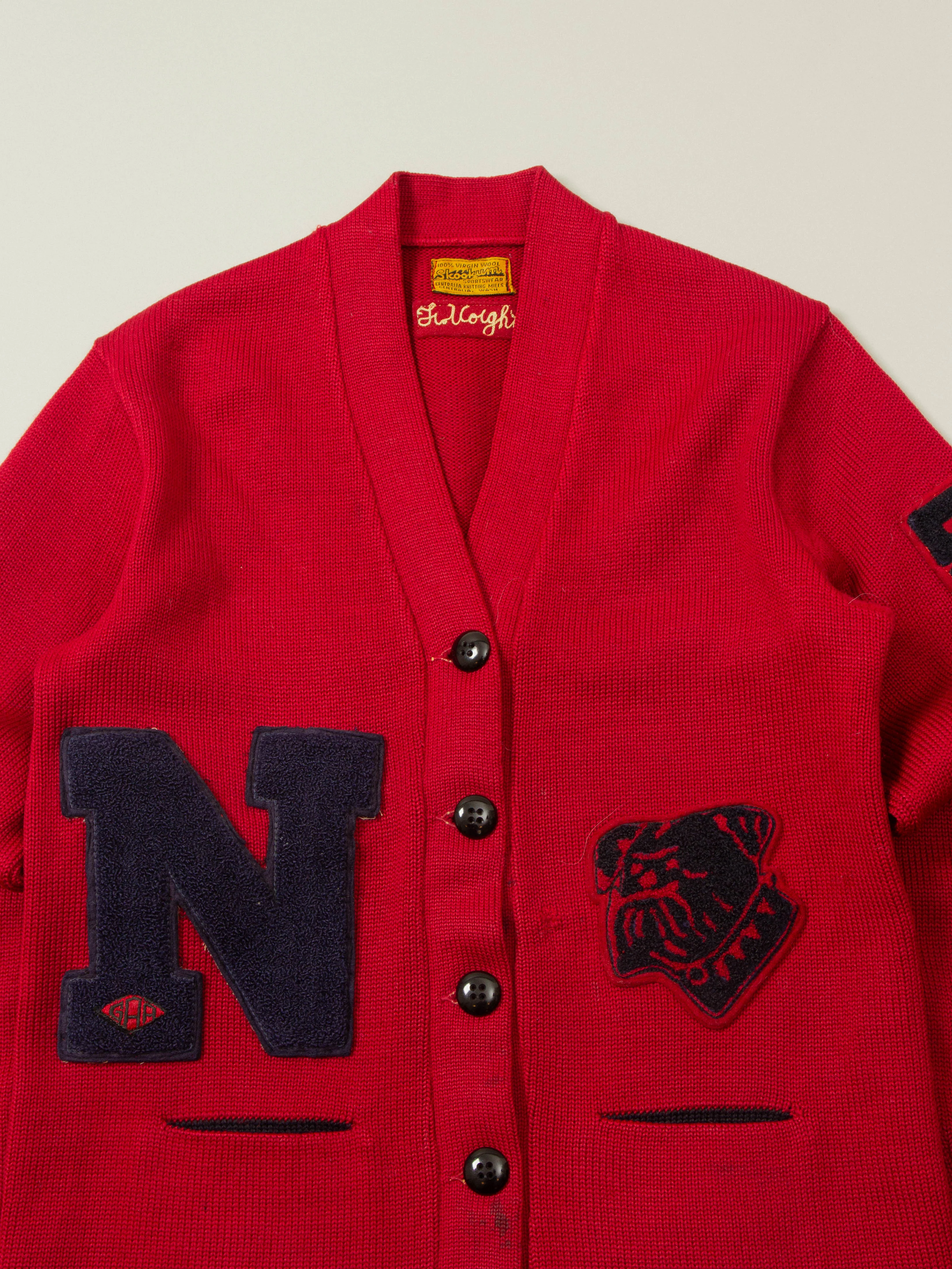 Vtg Women's 1950s Wool Letterman Cardigan - Made in USA (M) - Image 3