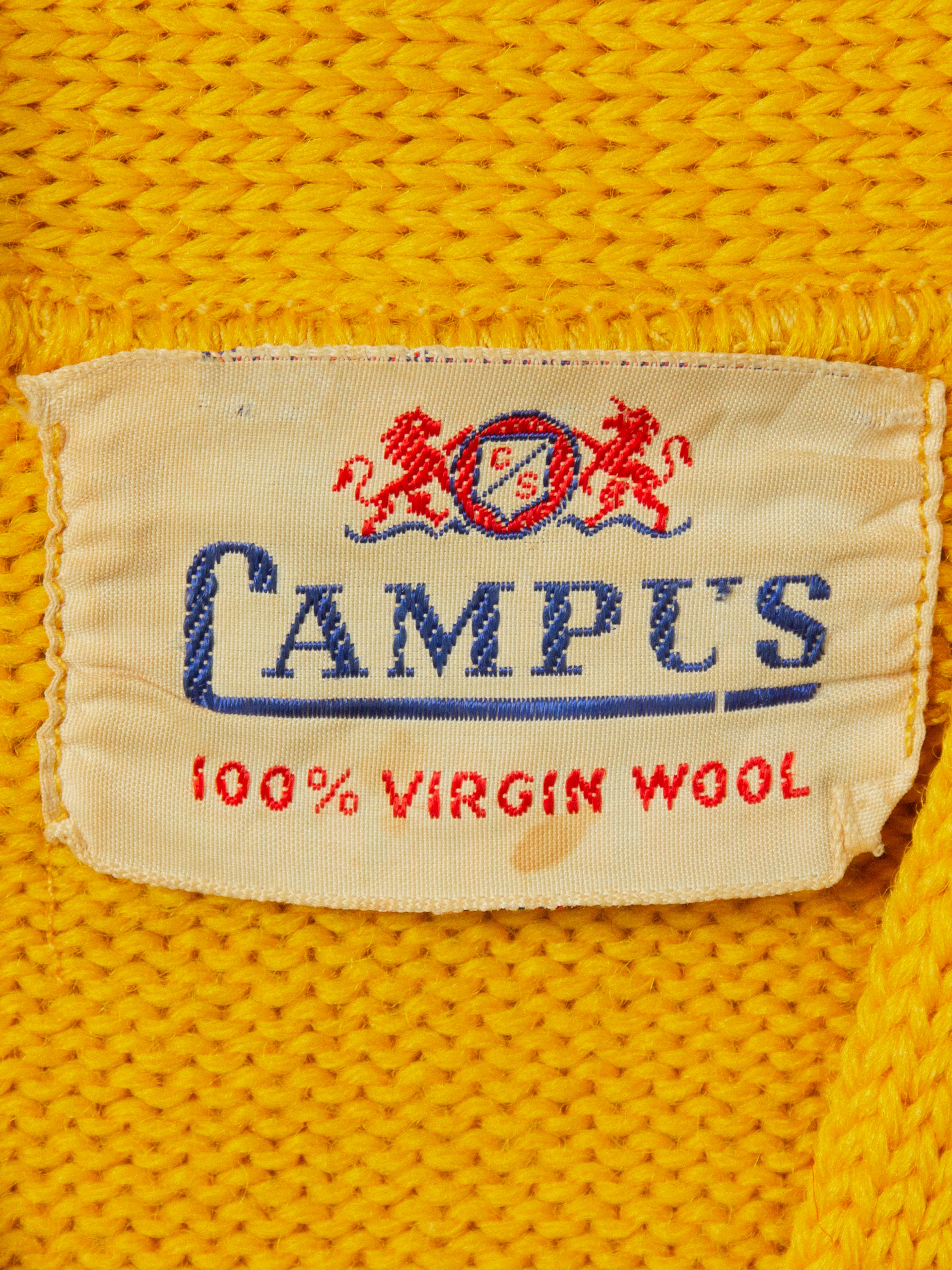 Vtg 1950s Yellow Campus Wool Cardigan (XS) - Image 2