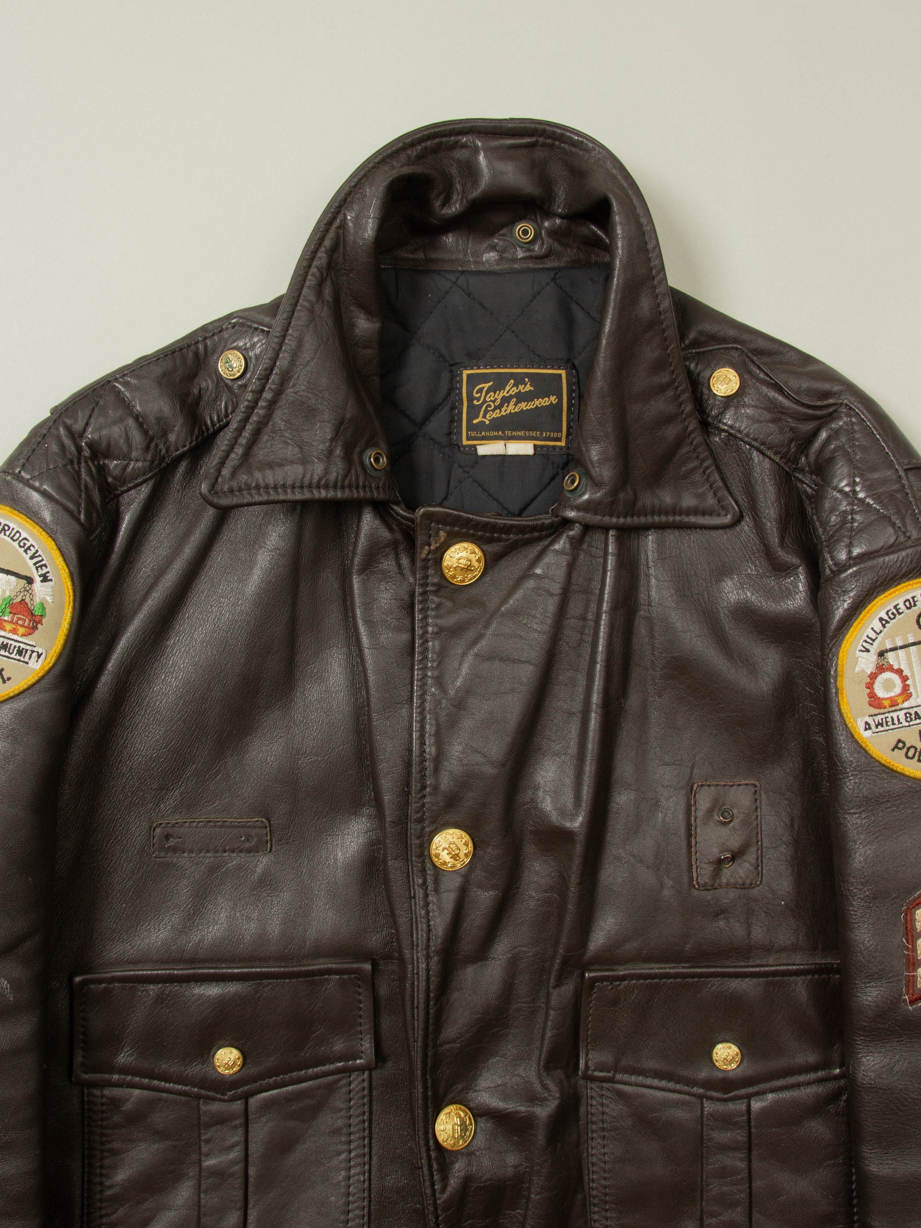 Vtg 1960s Bridgeview Illinois Police Leather Jacket - Made in USA (L) - Image 3