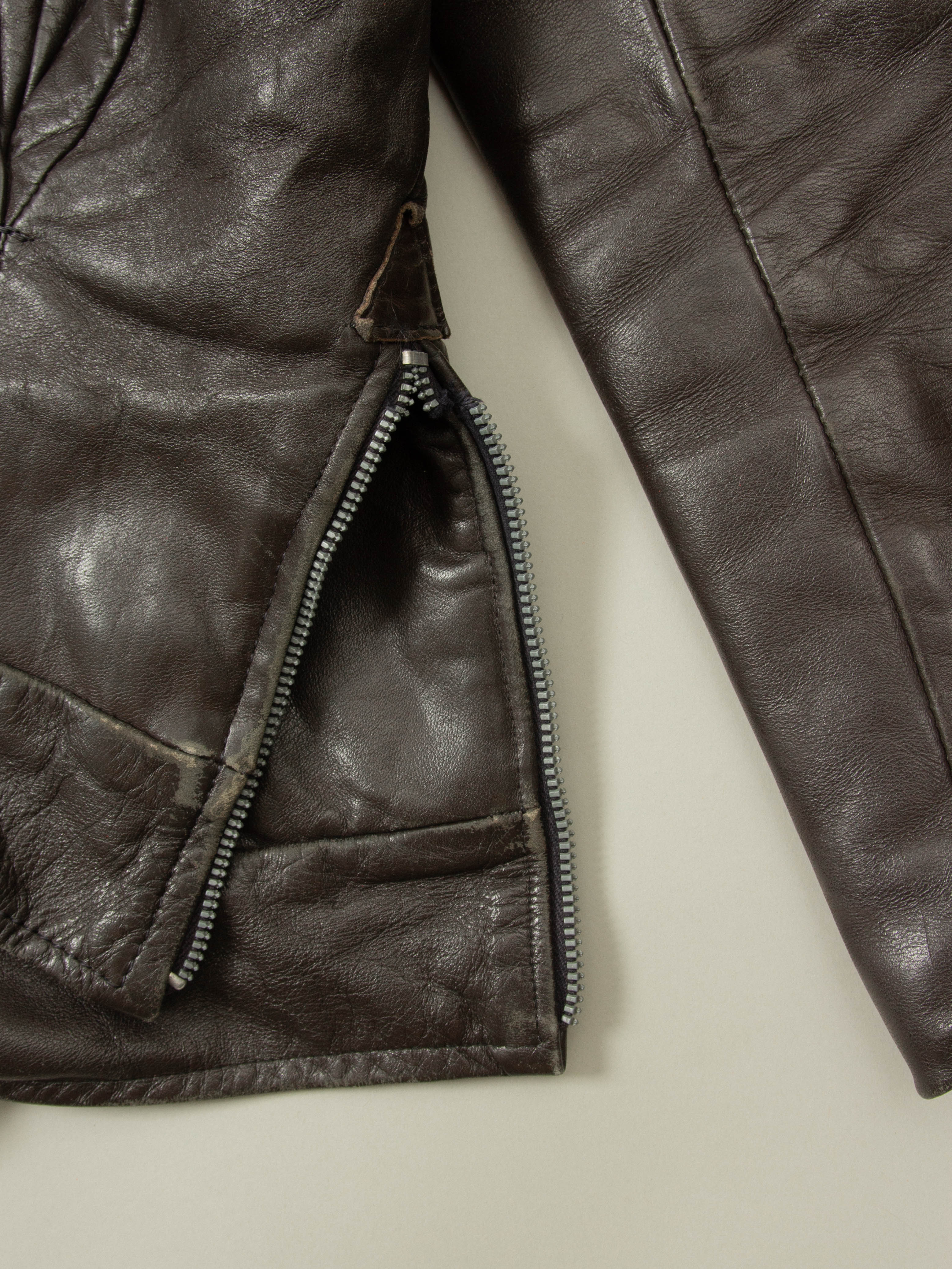 Vtg 1960s Bridgeview Illinois Police Leather Jacket - Made in USA (L) - Image 4