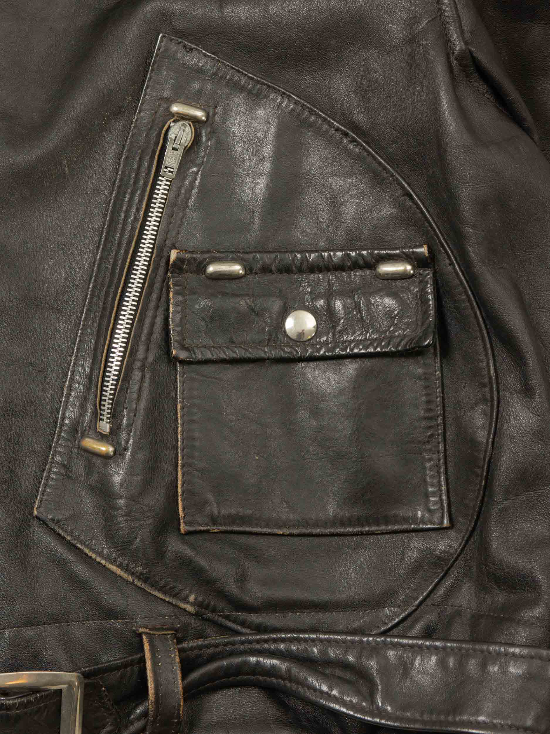 Vtg 1960s Brimaco D Pocket Leather Jacket - Made in Canada (M) - Image 3