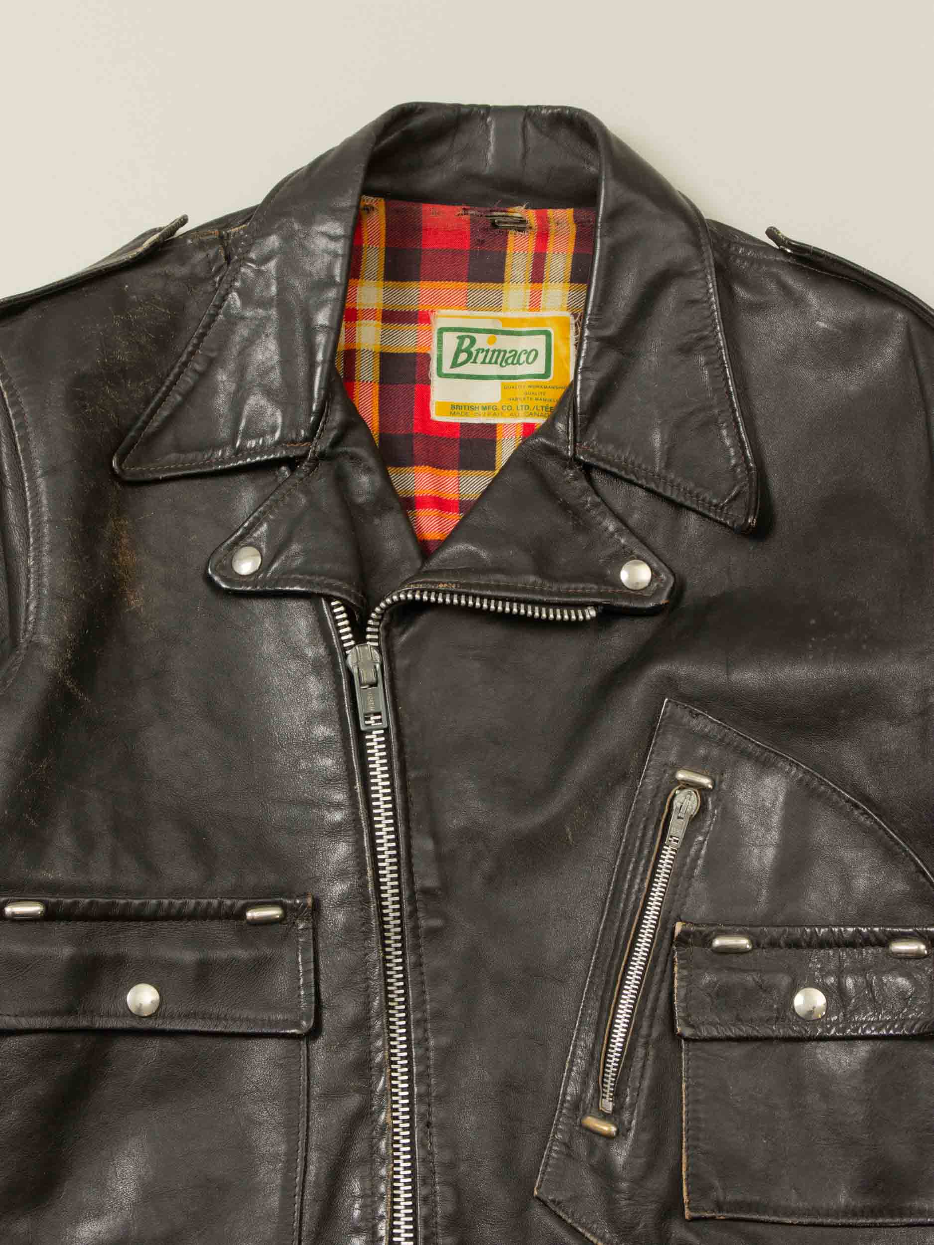 Vtg 1960s Brimaco D Pocket Leather Jacket - Made in Canada (M) - Image 6