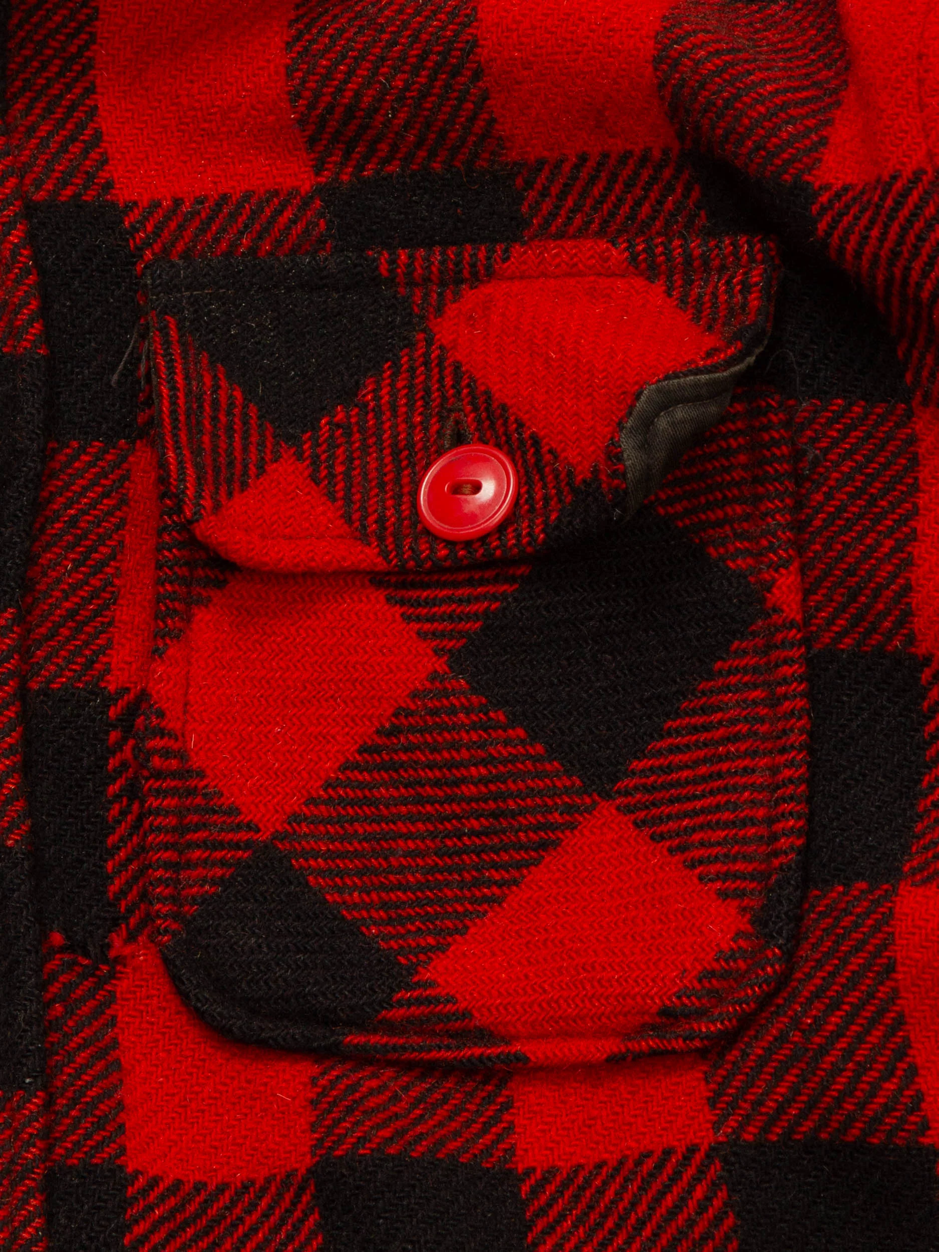 Vtg 1960s Buffalo Plaid Wool Shirt (S/M) - Image 4