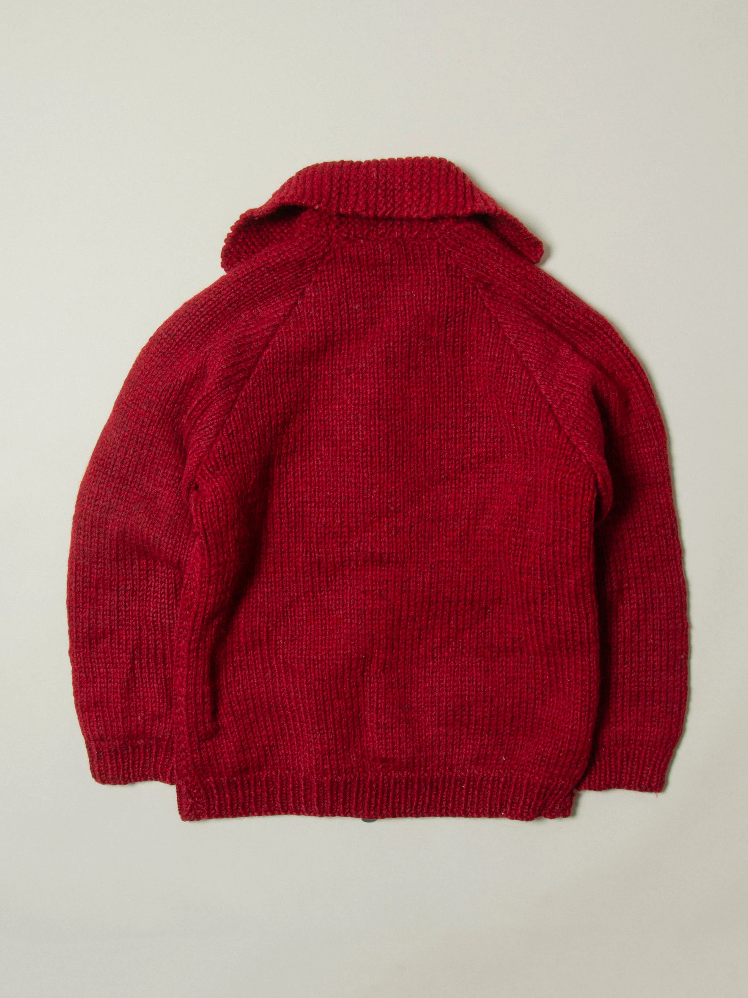 Vtg 1960s Burgundy Cowichan Wool Sweater (S) - Image 4