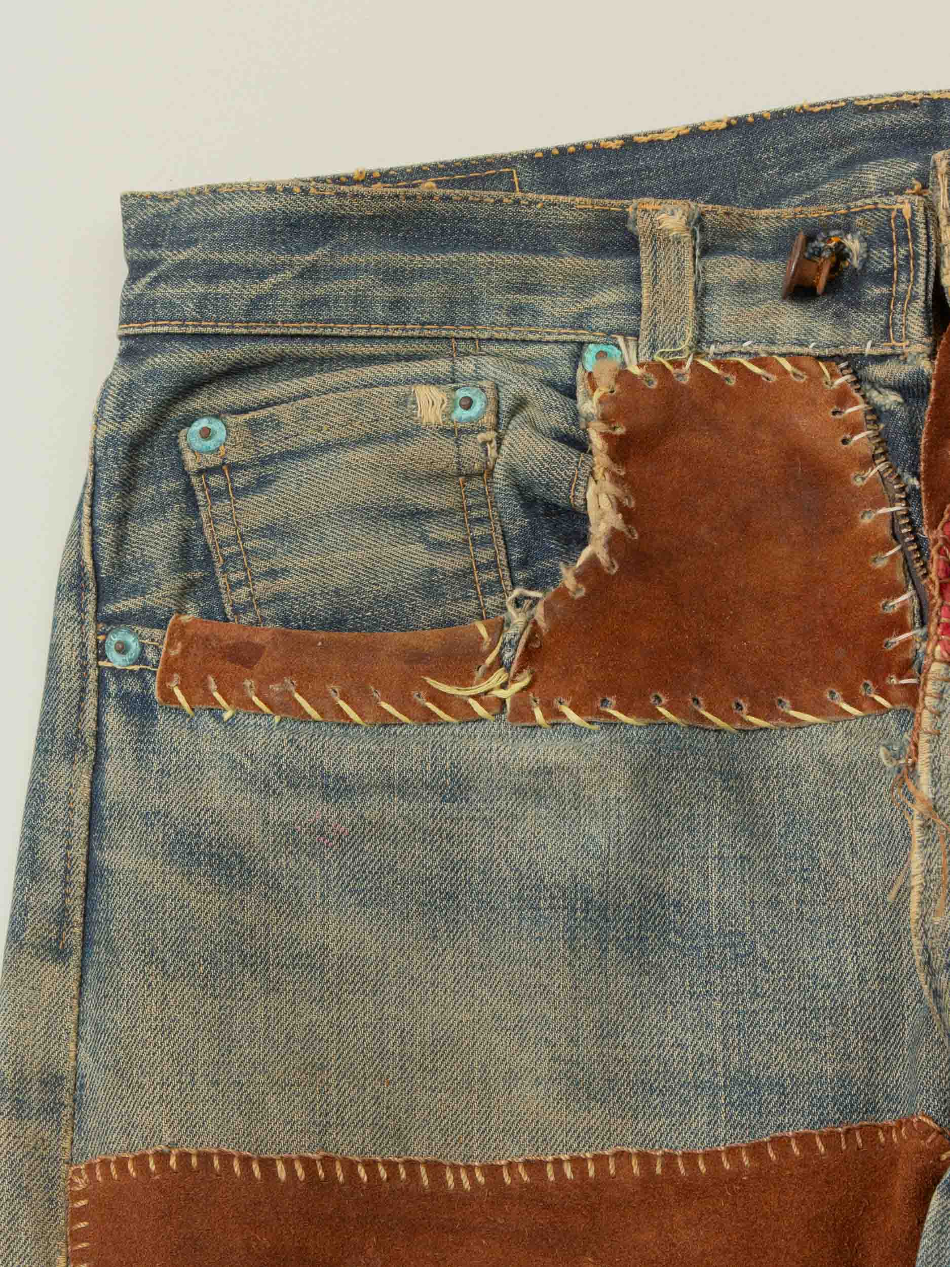 Vtg 1960s Patchwork Selvedge Levi's 505 - Made in USA (28x31) - Image 9
