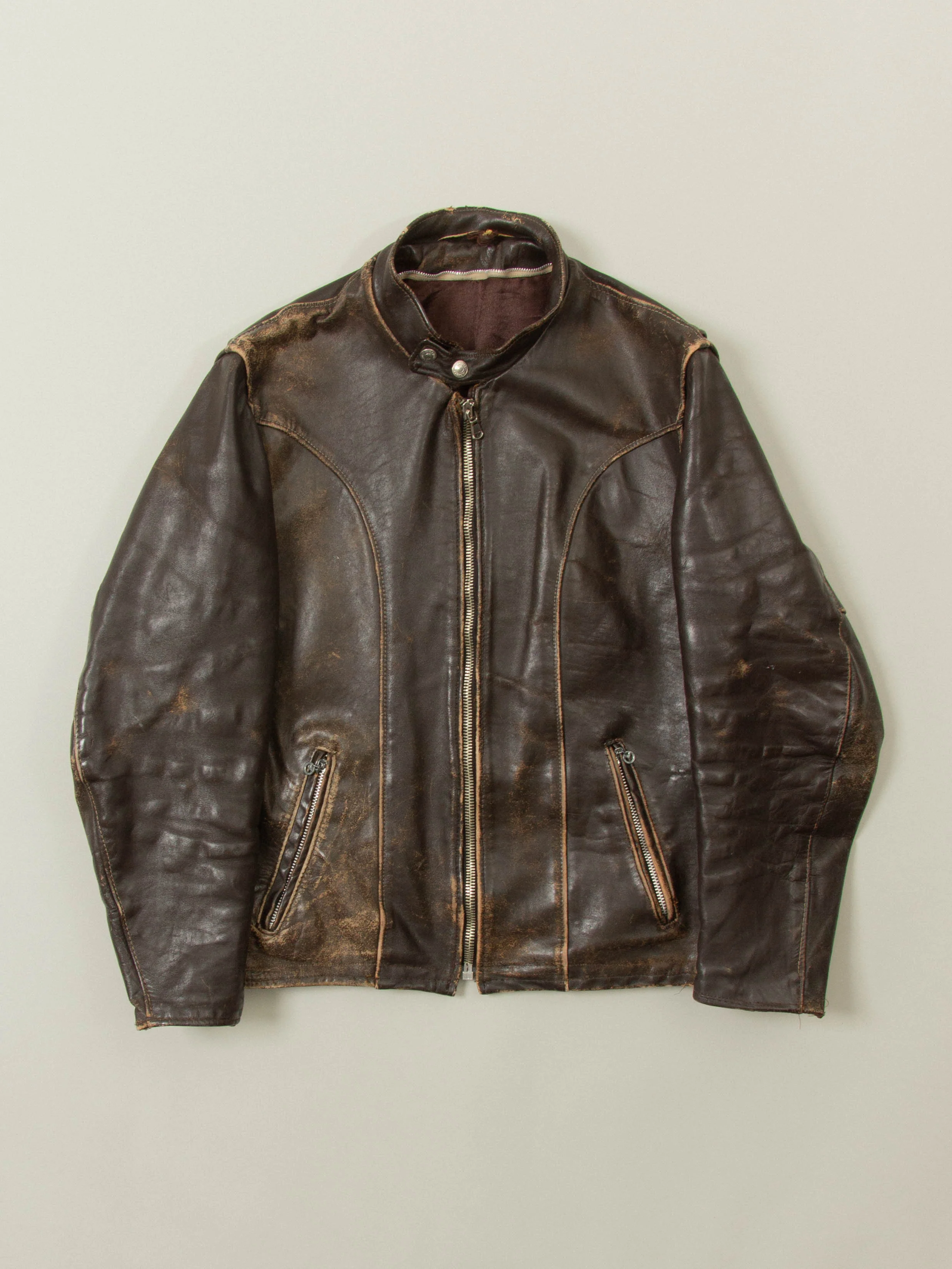 Vtg 1960s Schott NYC Café Racer Leather Jacket - Made in USA (M)