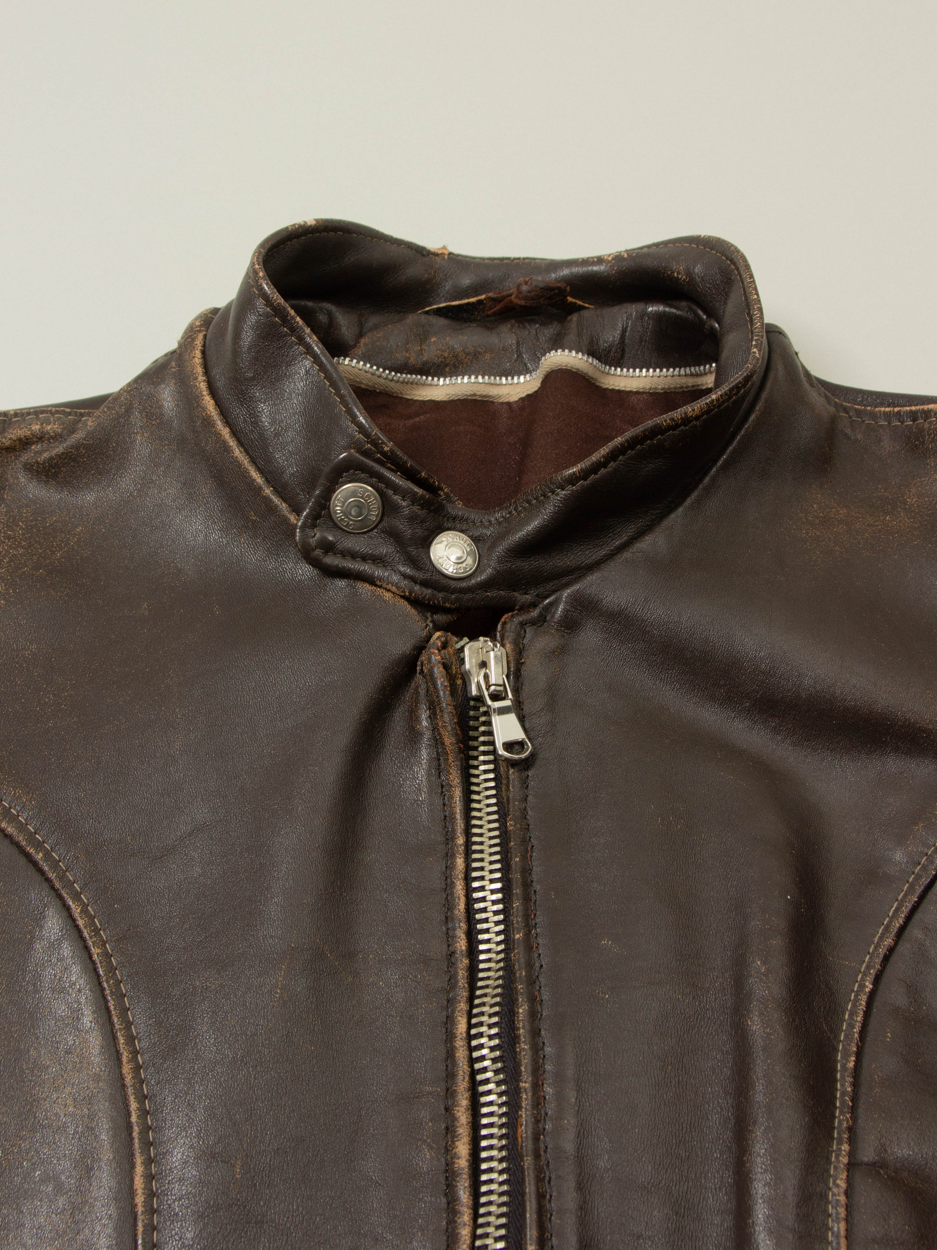 Vtg 1960s Schott NYC Café Racer Leather Jacket - Made in USA (M) - Image 3