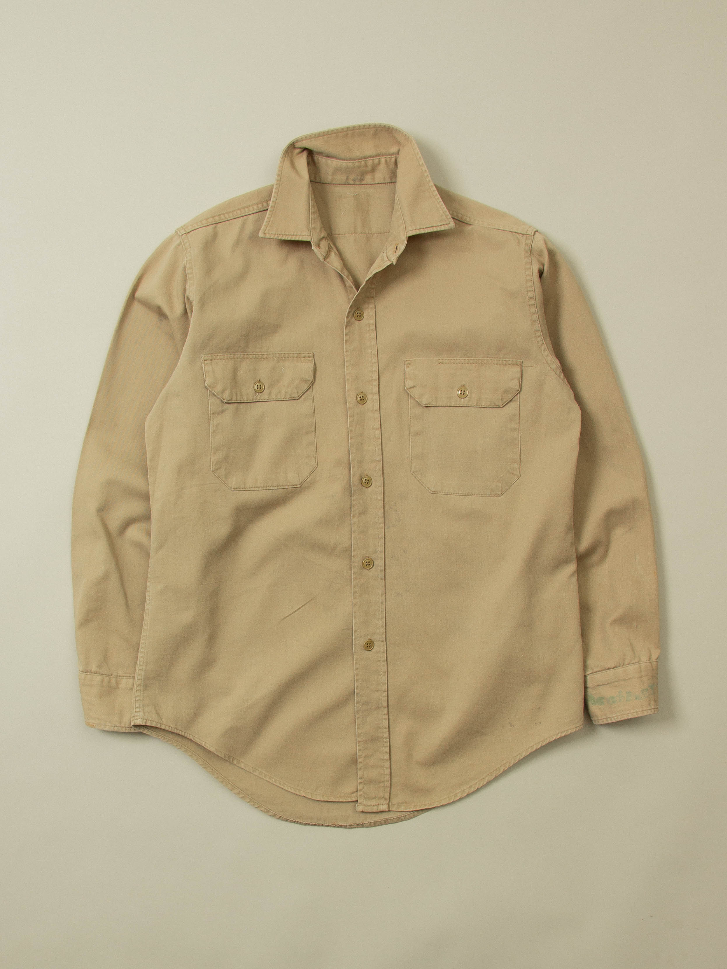 Vtg 1960s US Army Khaki Officer Shirt (S)