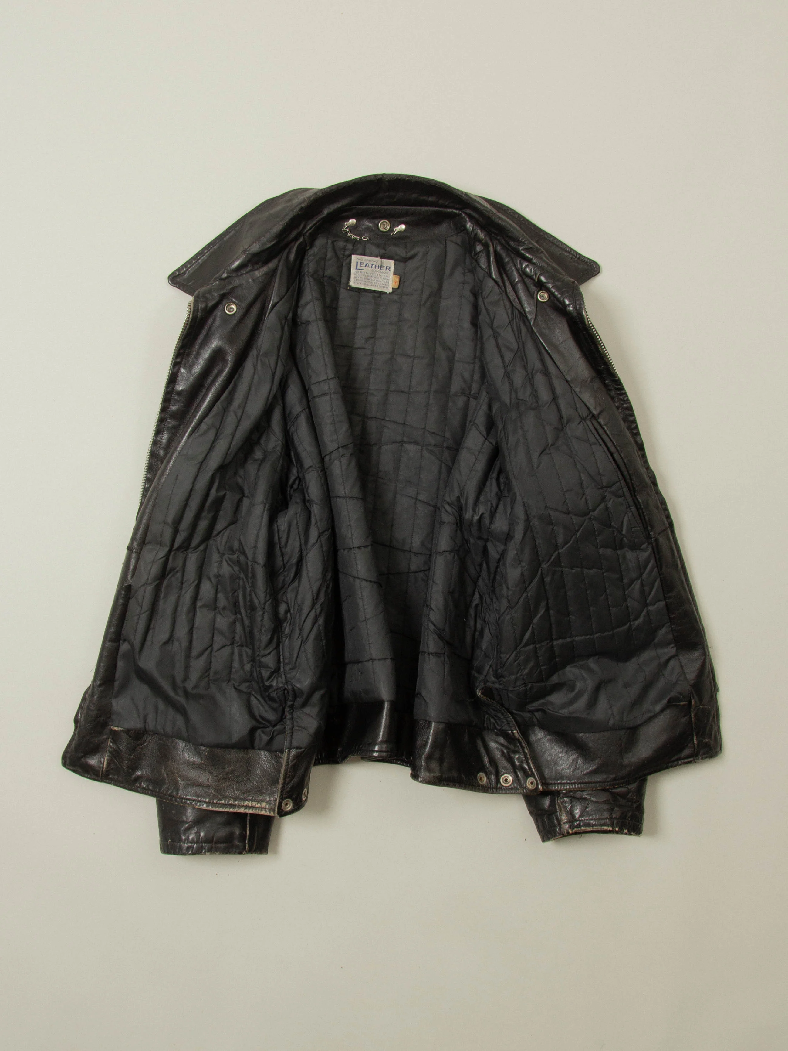 Vtg 1970s Boston Police Leather Jacket - Made in USA (L) - Image 3