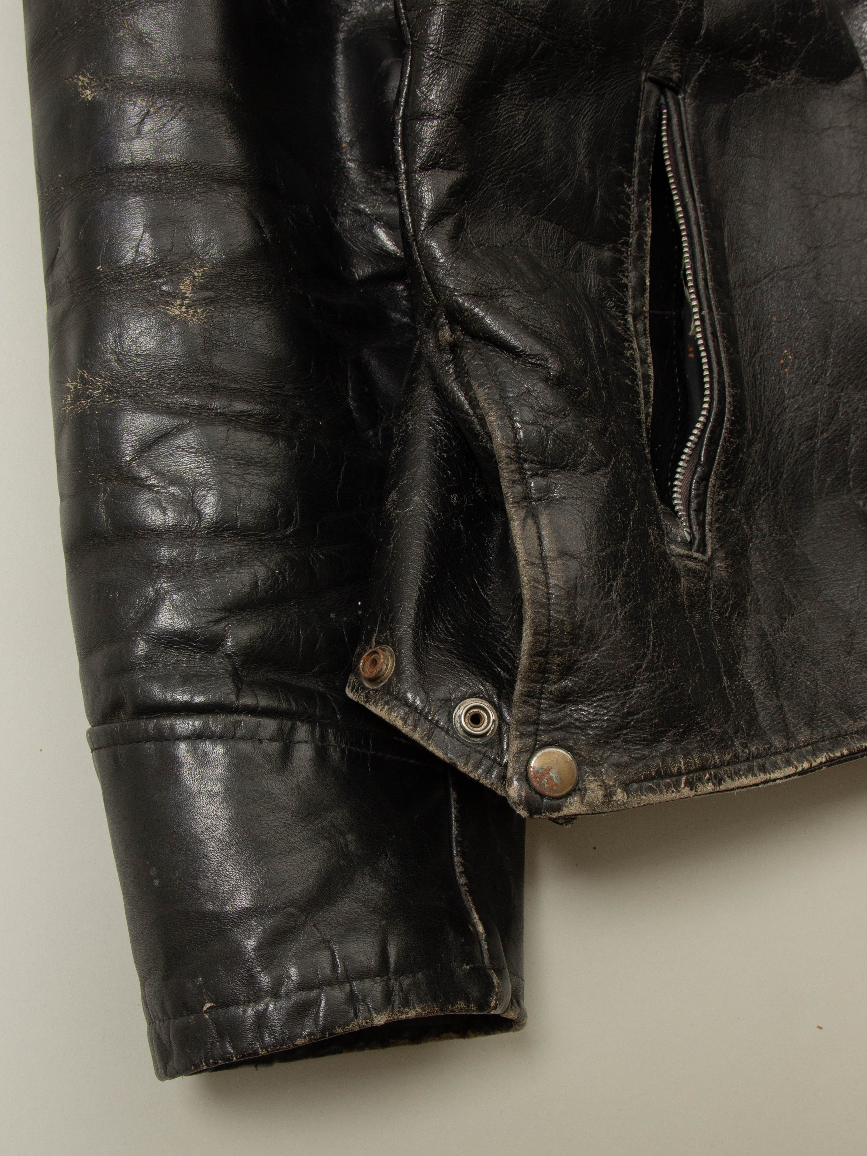 Vtg 1970s Boston Police Leather Jacket - Made in USA (L) - Image 7