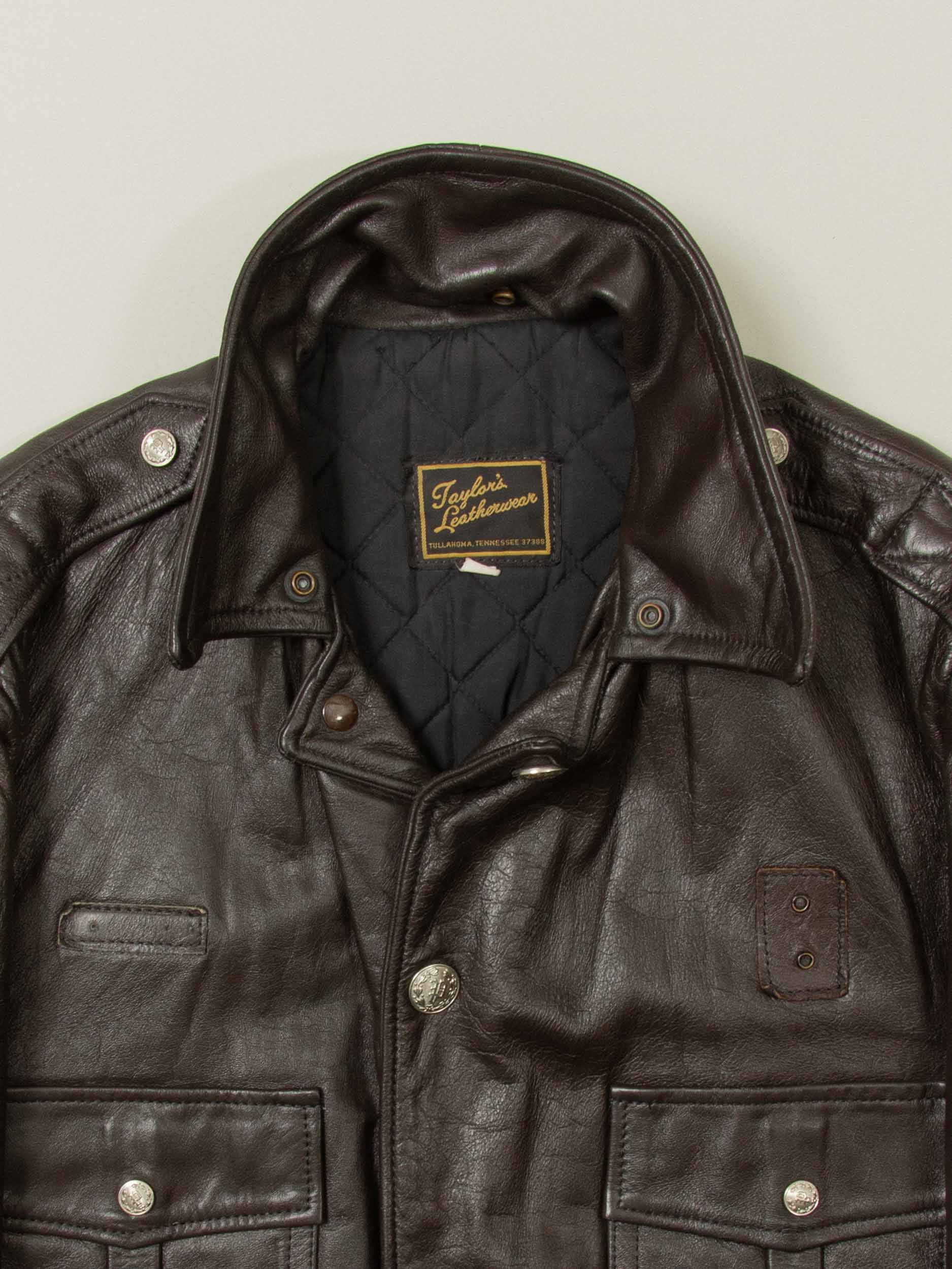 Vtg 1970s Bridgeview Illinois Police Leather Jacket - Made in USA (L) - Image 3