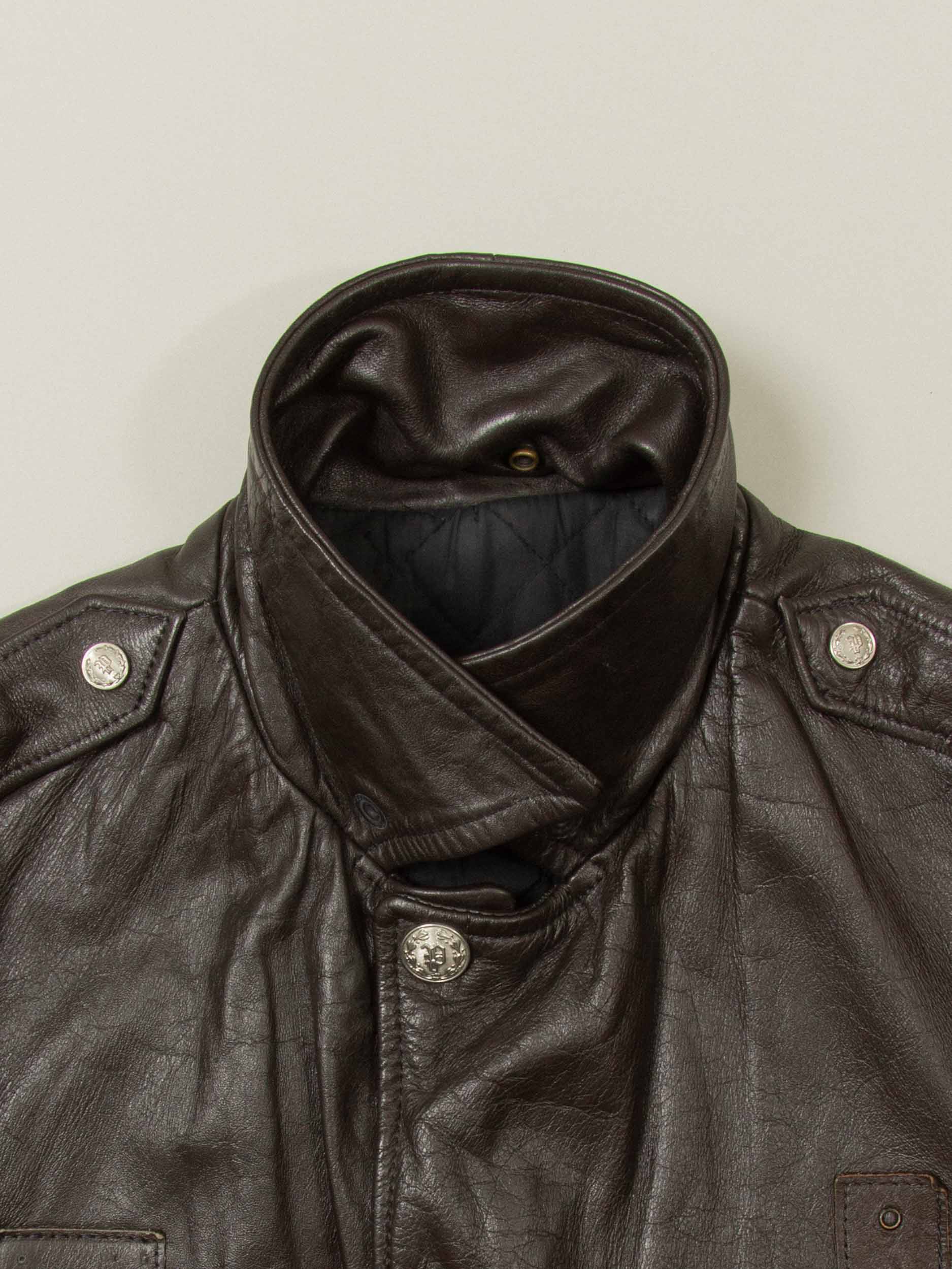 Vtg 1970s Bridgeview Illinois Police Leather Jacket - Made in USA (L) - Image 4