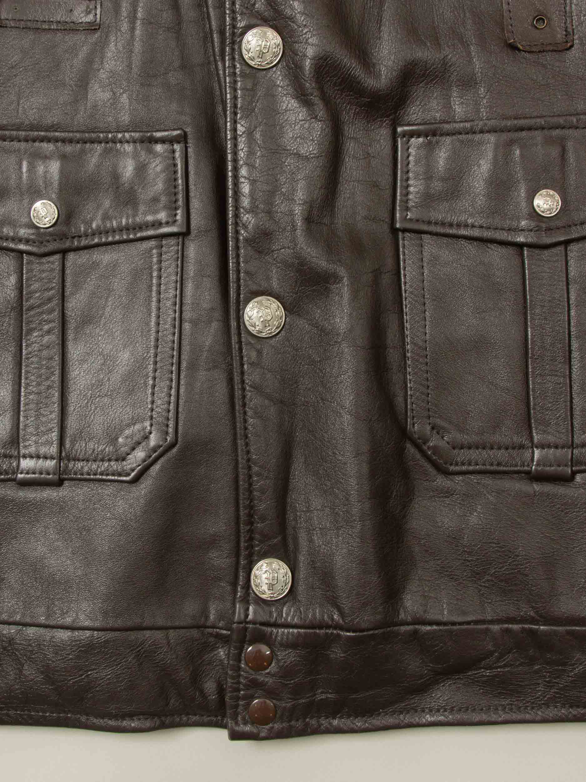 Vtg 1970s Bridgeview Illinois Police Leather Jacket - Made in USA (L) - Image 5