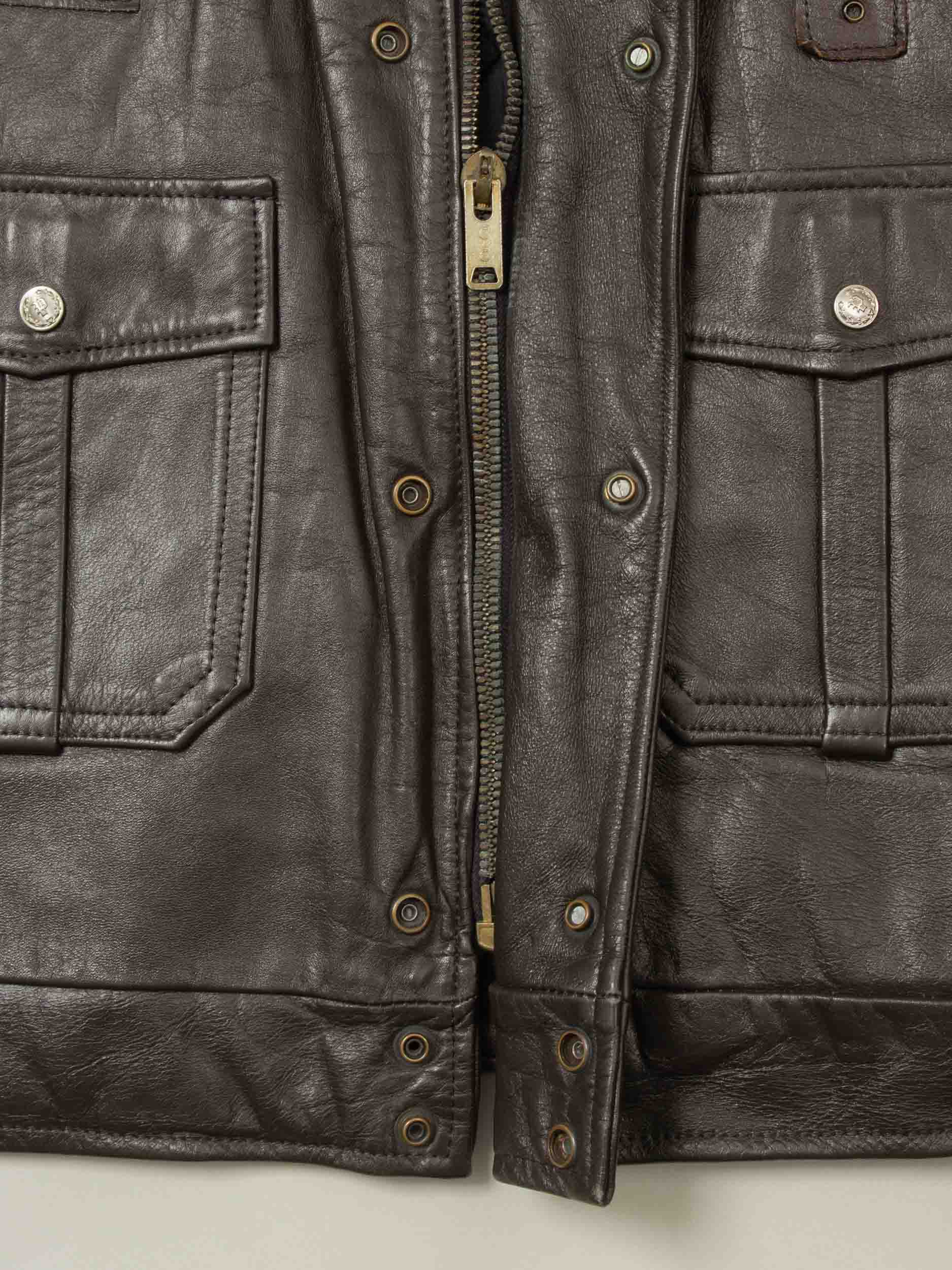 Vtg 1970s Bridgeview Illinois Police Leather Jacket - Made in USA (L) - Image 8