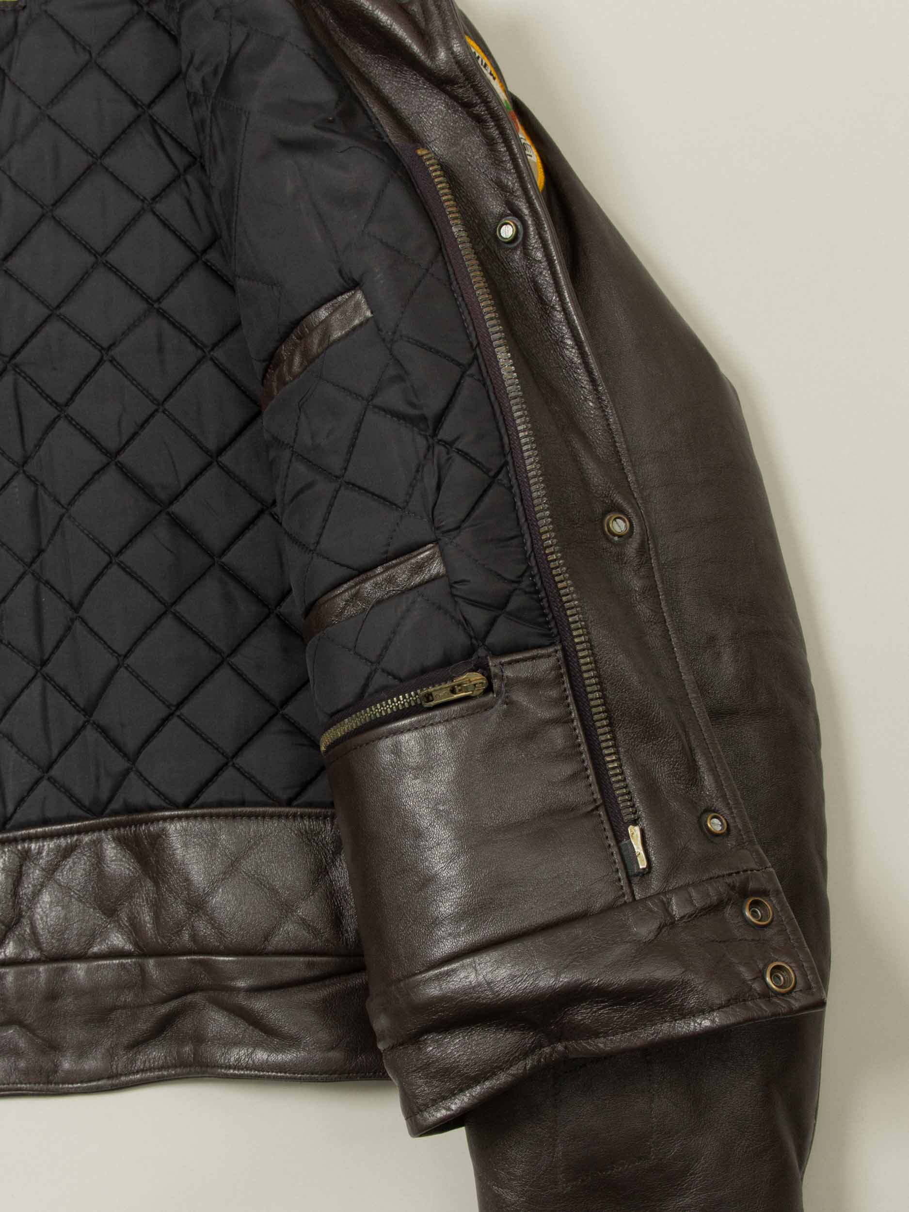 Vtg 1970s Bridgeview Illinois Police Leather Jacket - Made in USA (L) - Image 9