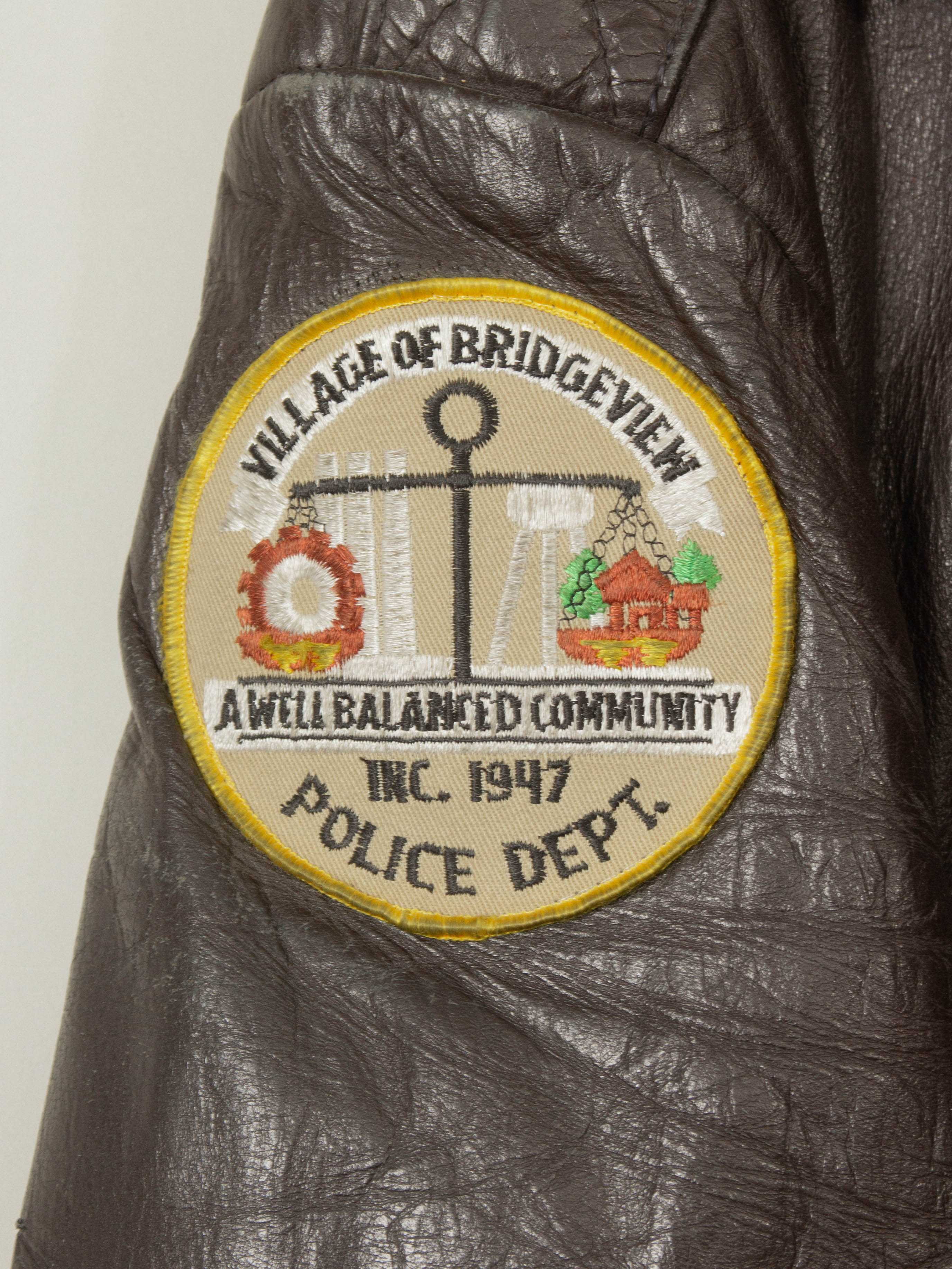 Vtg 1970s Bridgeview Illinois Police Leather Jacket - Made in USA (M) - Image 3