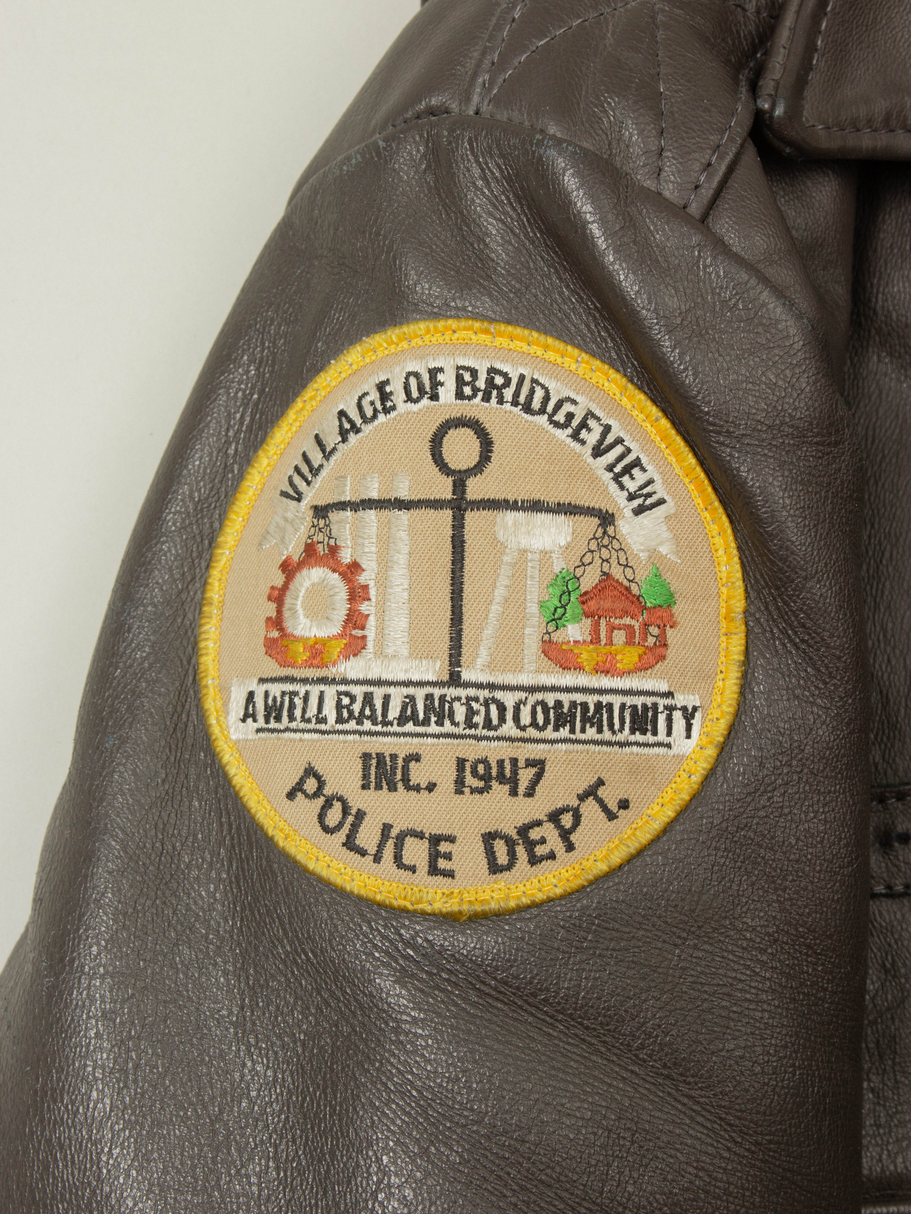 Vtg 1970s Bridgeview Illinois Police Leather Jacket - Made in USA (M/L) - Image 3