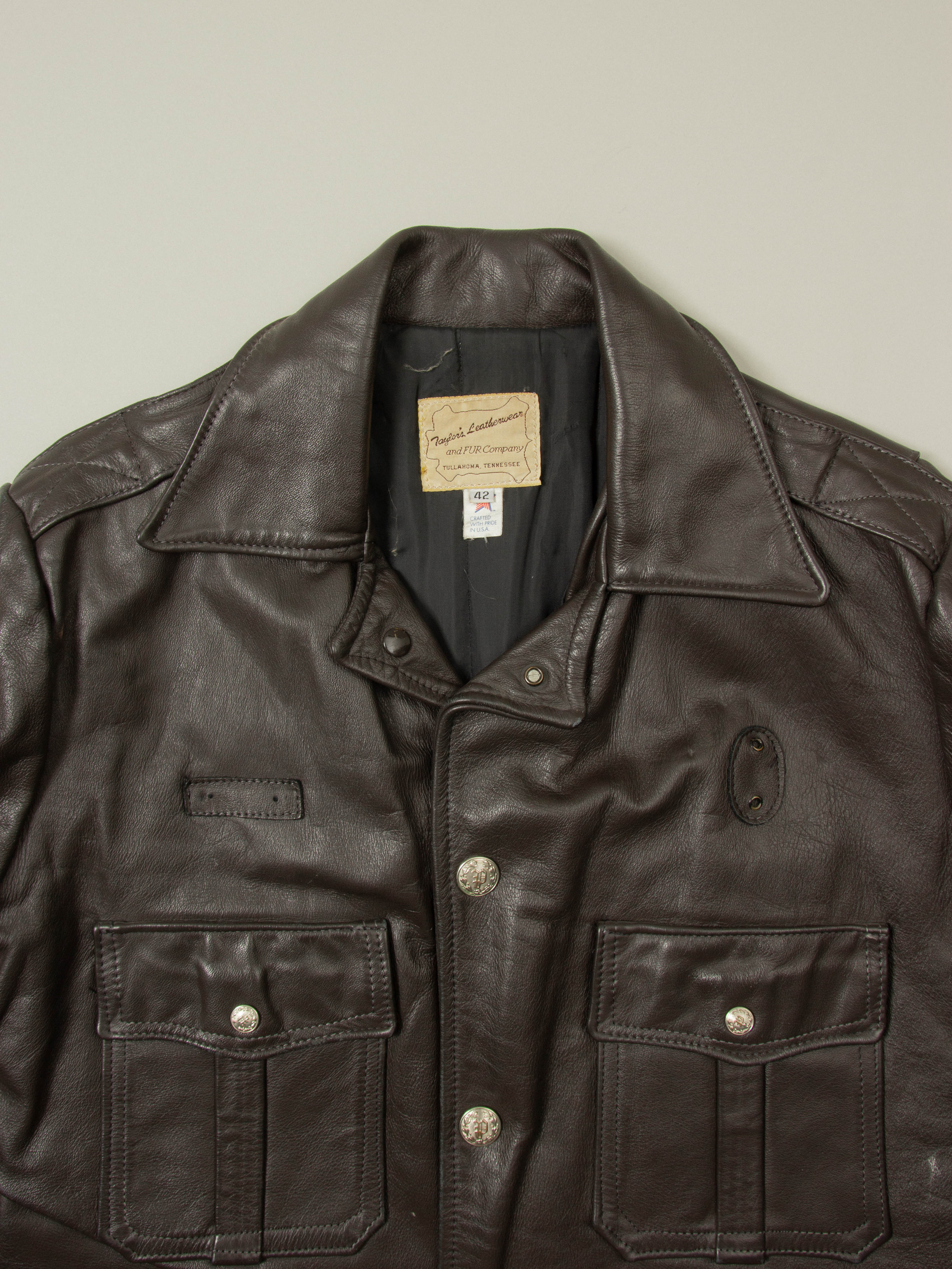 Vtg 1970s Bridgeview Illinois Police Leather Jacket - Made in USA (M/L) - Image 4