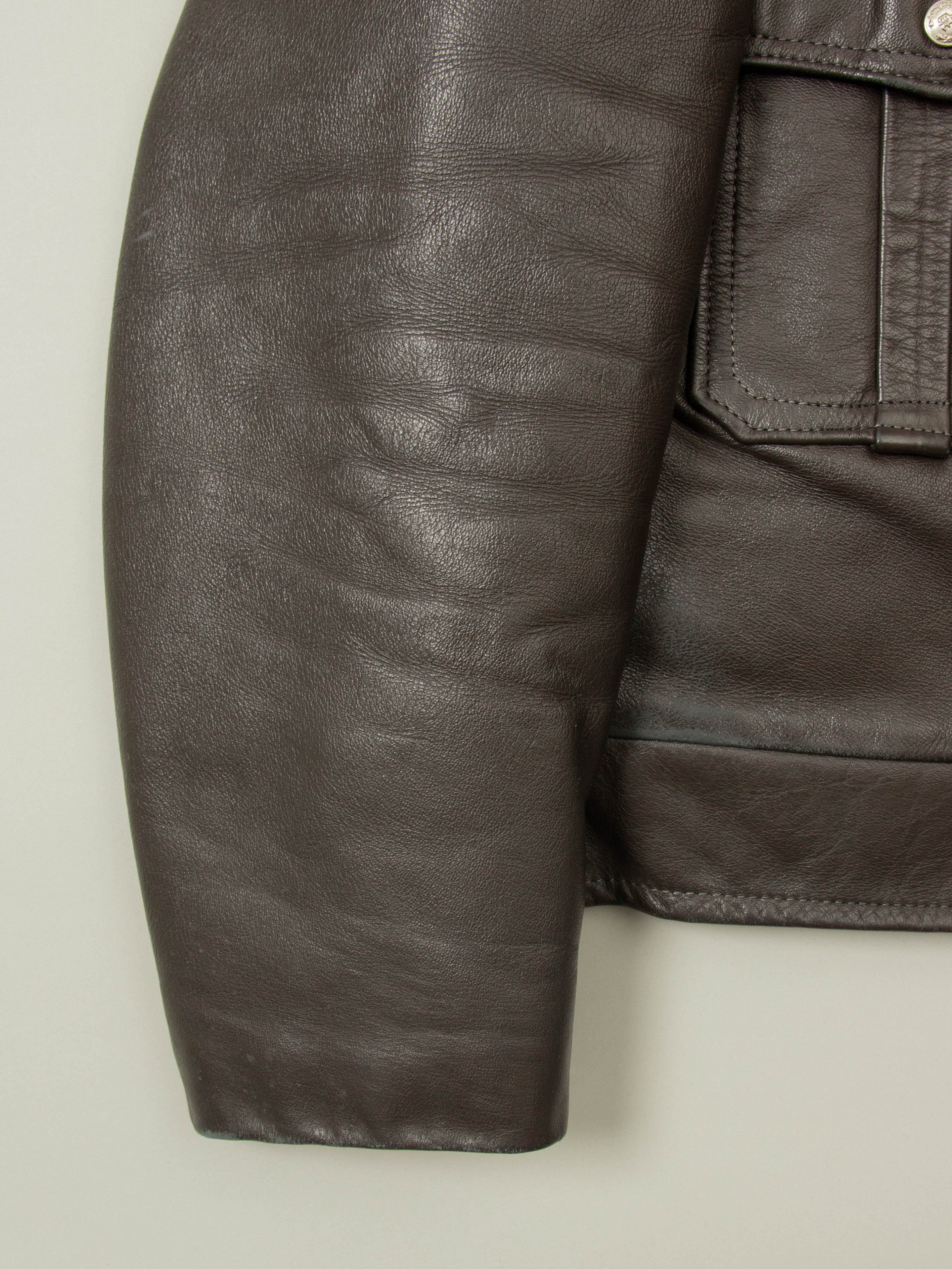 Vtg 1970s Bridgeview Illinois Police Leather Jacket - Made in USA (M/L) - Image 6