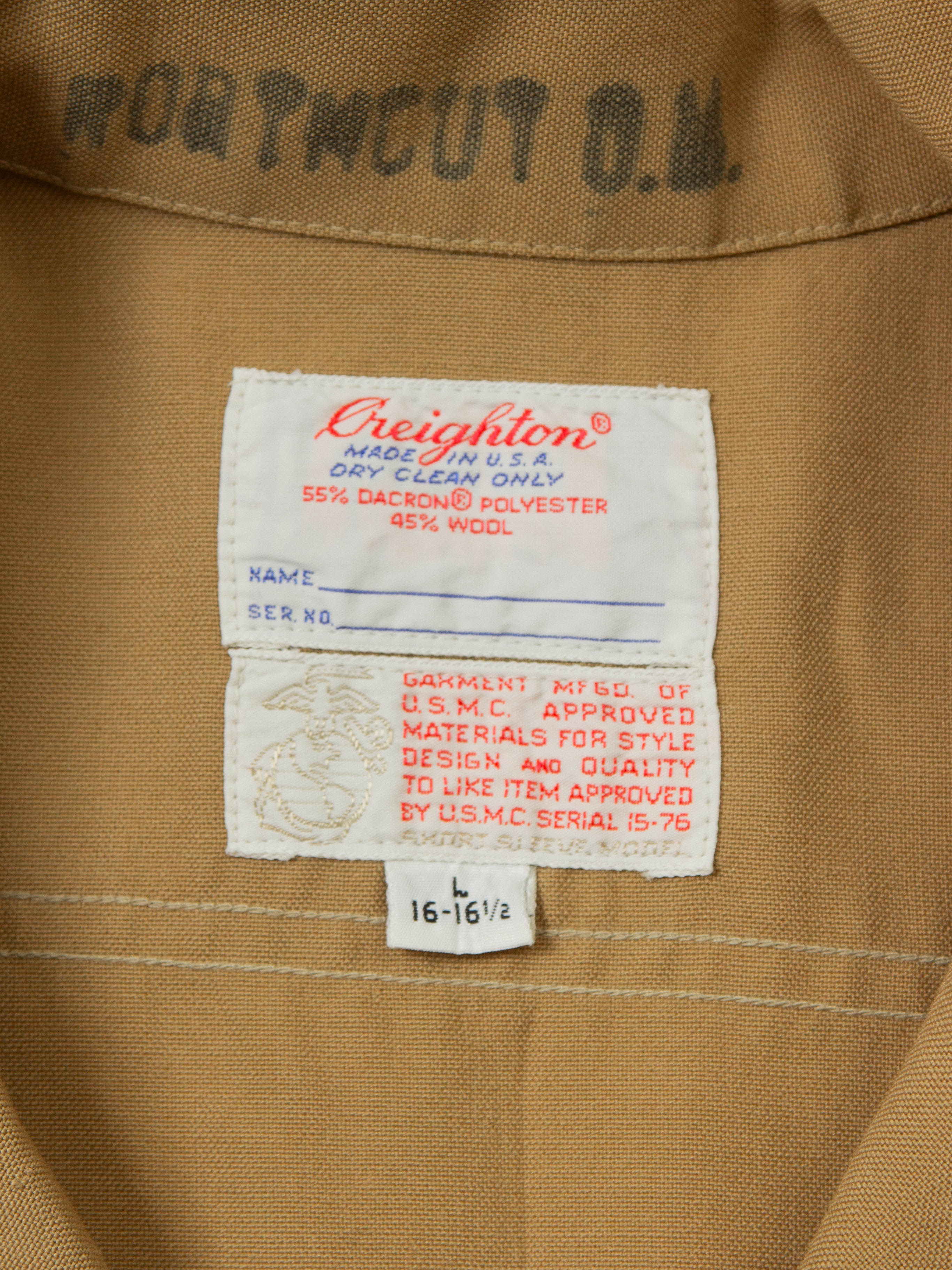 Vtg 1970s Creigton US Marine Corps Officer Shirt (L) - Image 2