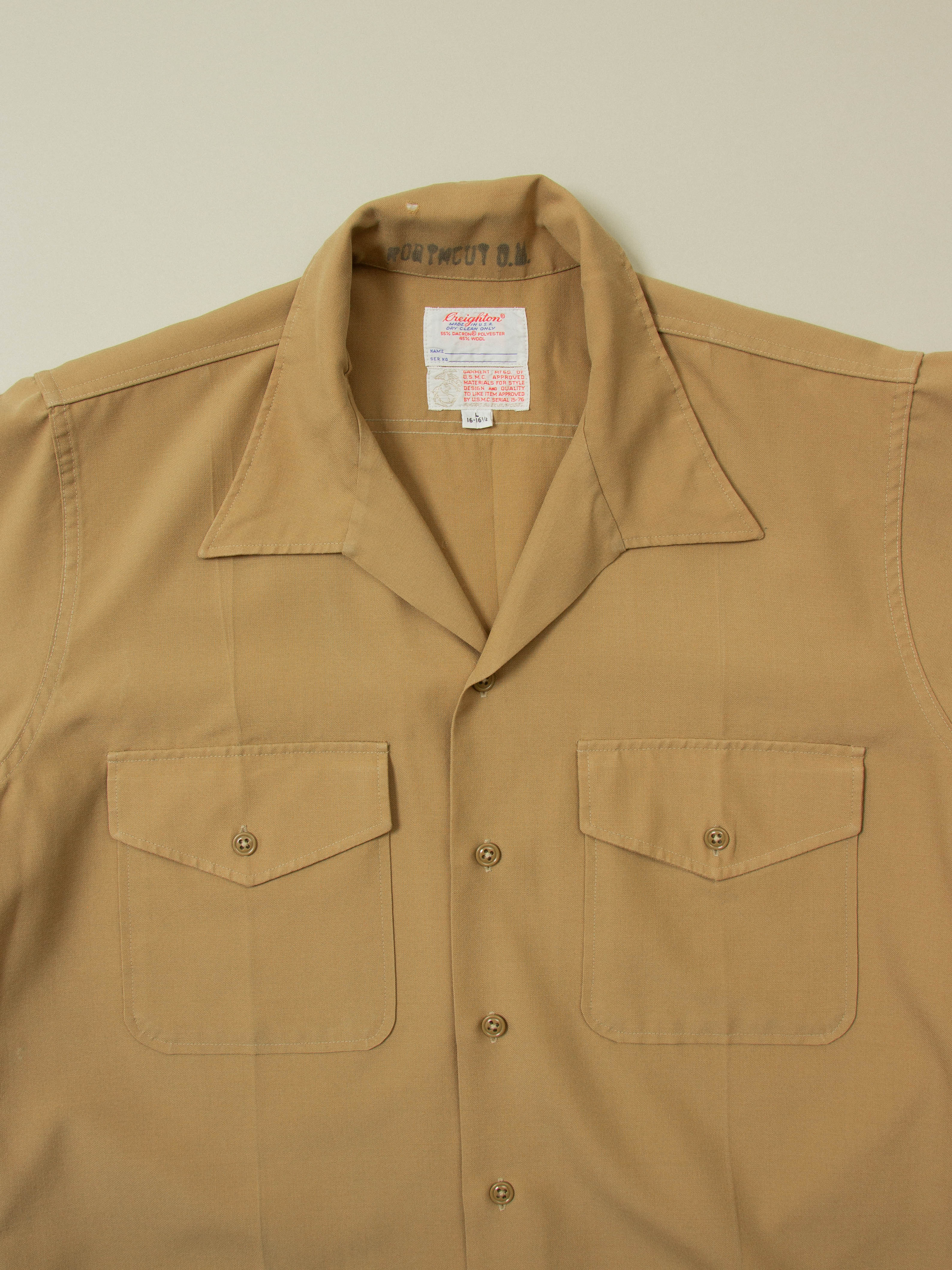 Vtg 1970s Creigton US Marine Corps Officer Shirt (L) - Image 3