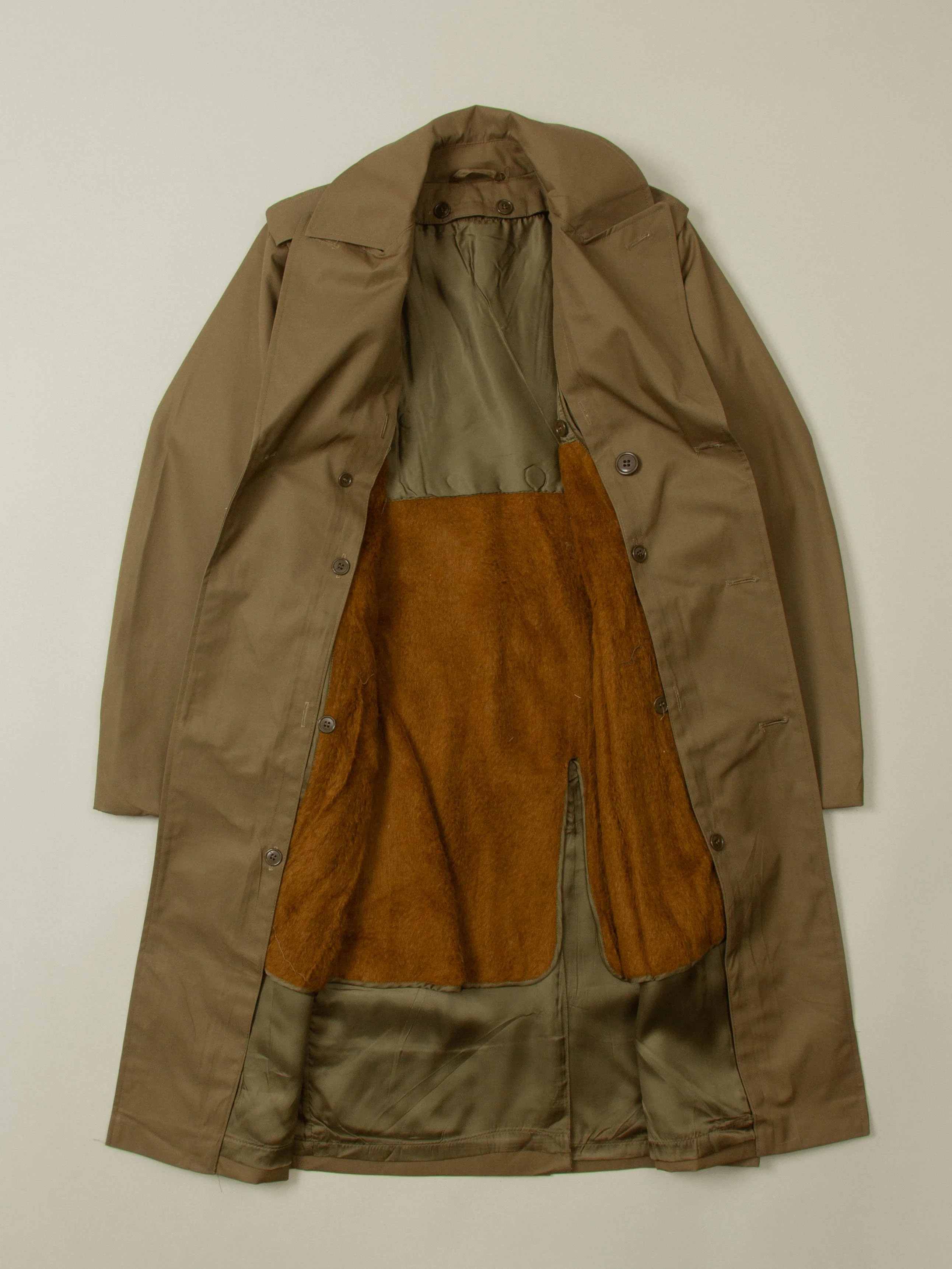Vtg 1970s Deadstock Italian Army Lined Trench Coat (S) - Image 2