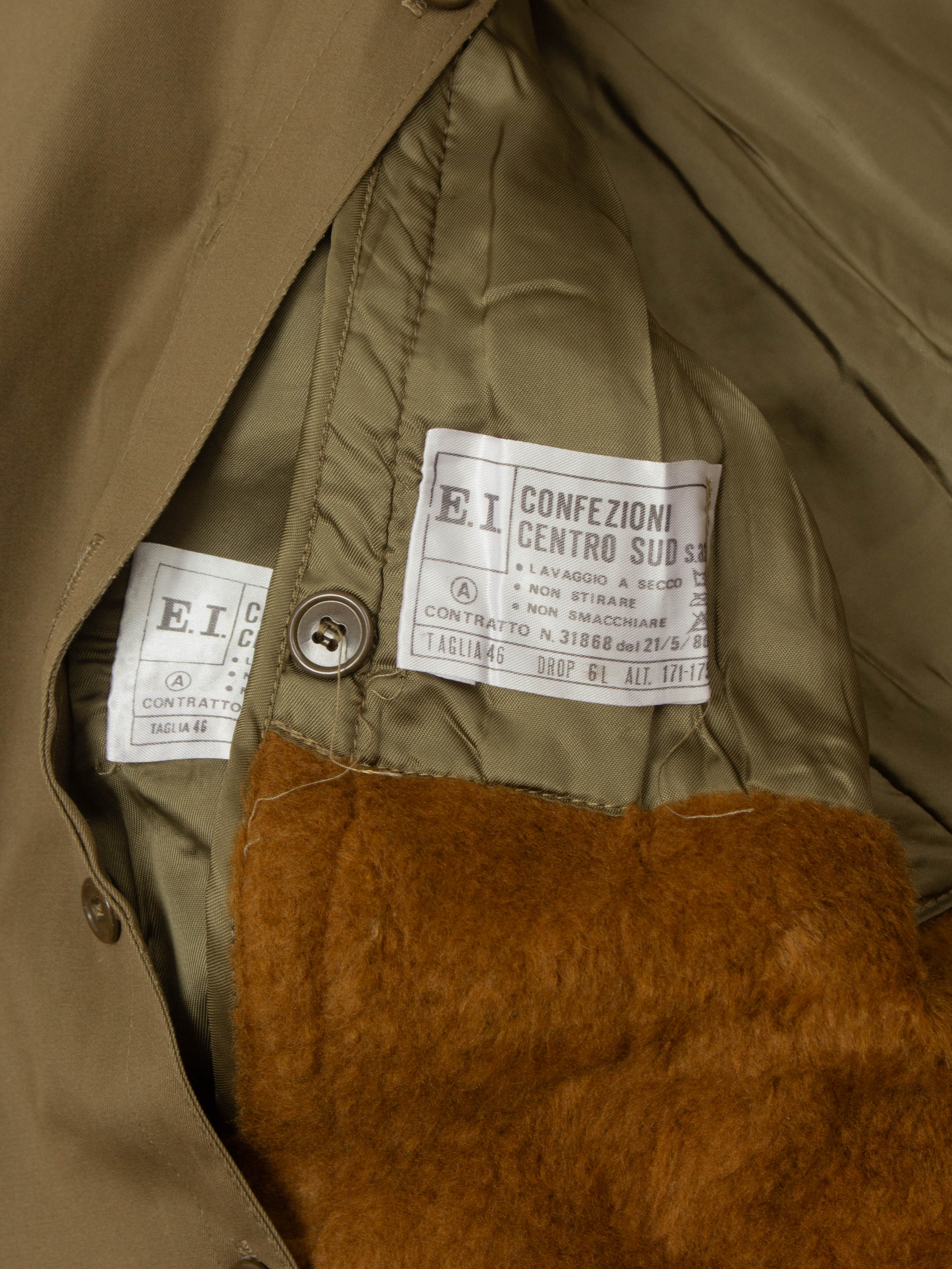 Vtg 1970s Deadstock Italian Army Lined Trench Coat (S) - Image 3