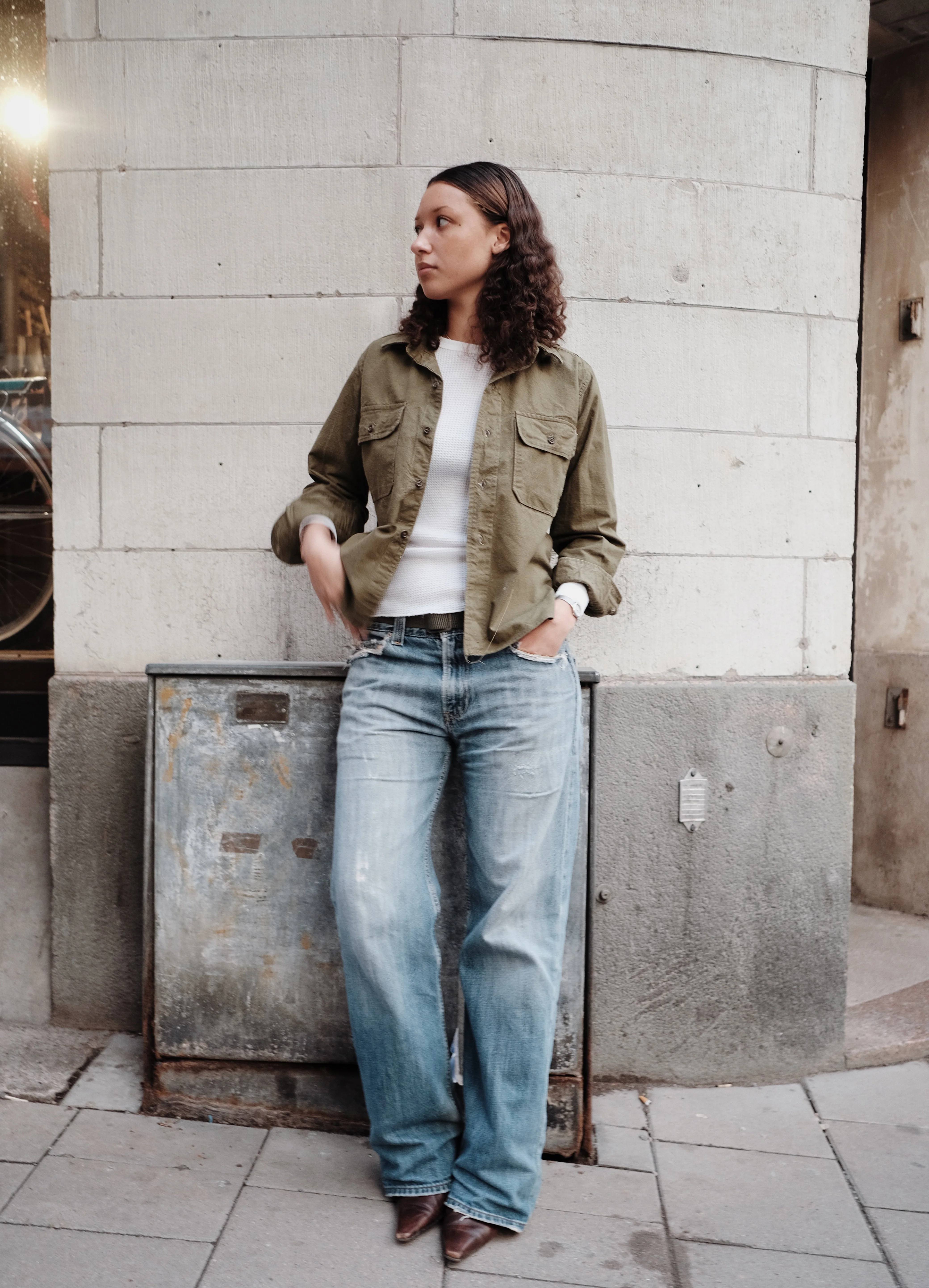 Vtg 1970s Greek Army Fatigue Shirt - Image 7
